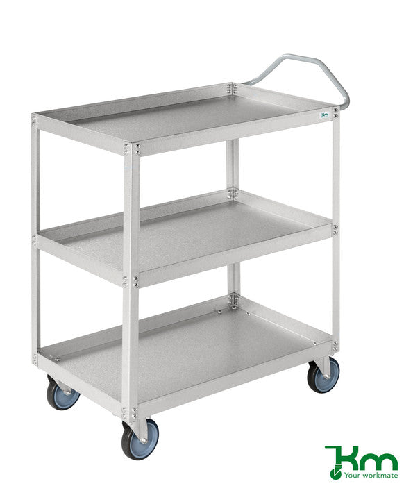 Stabiler 3-Etagen-Servierwagen aus verzinktem Aluminium 690 x 420 x 850 mm - Kongamek