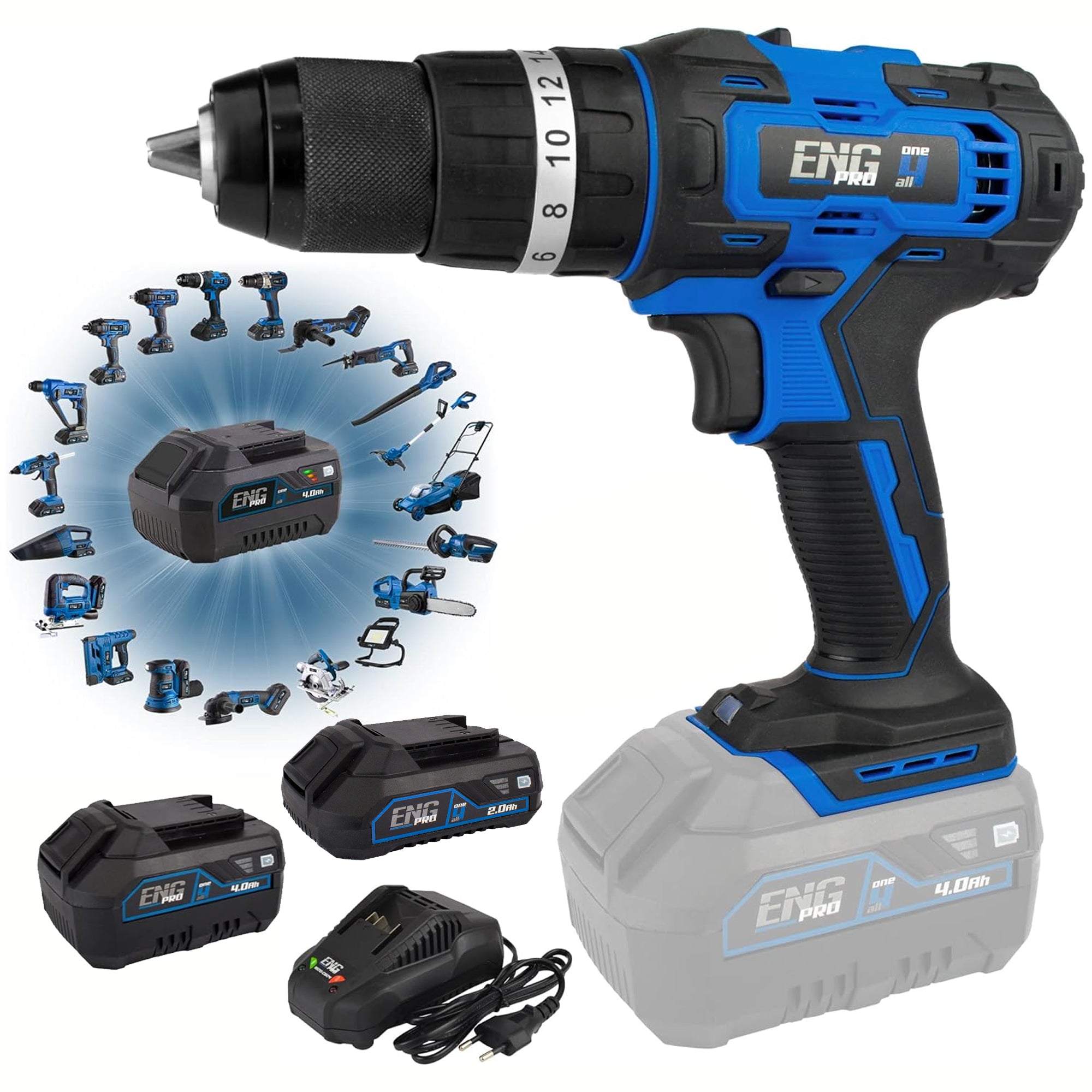 Cordless drill with impact professional 40 Nm ONE4ALL - ENG PRO 1B20-AP40