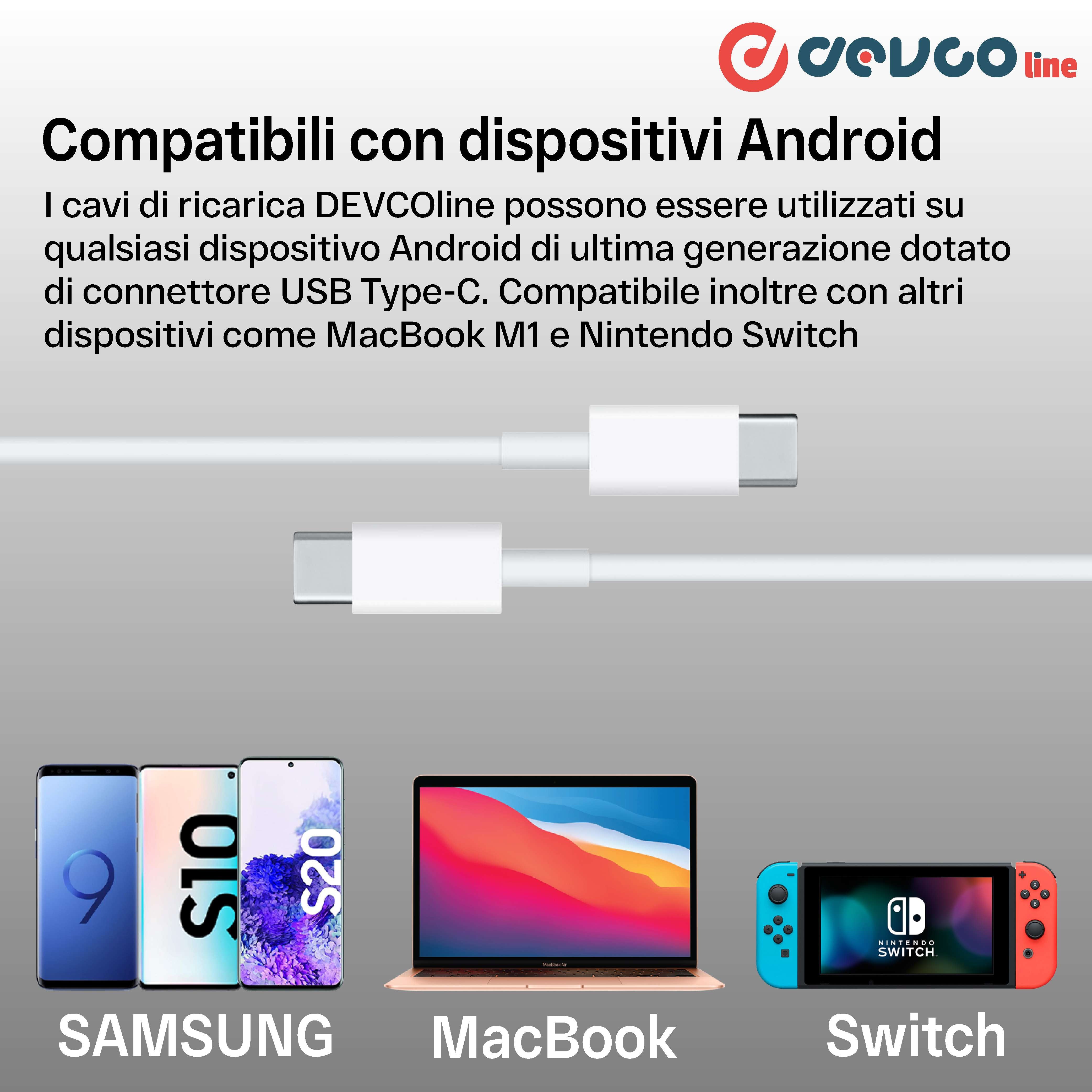 USB cable two connectors USB-C 1 meter - DEVCOline - AT CR 2TC1