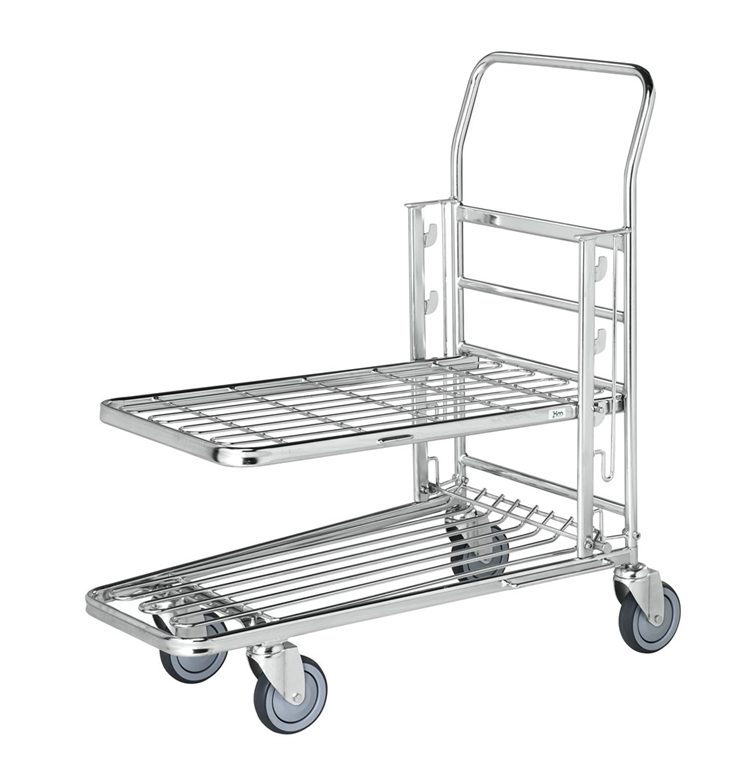 Einkaufscontainerwagen mit Bremse, 890 x 520 x 1000, Tragfähigkeit 300 kg – Kongamek