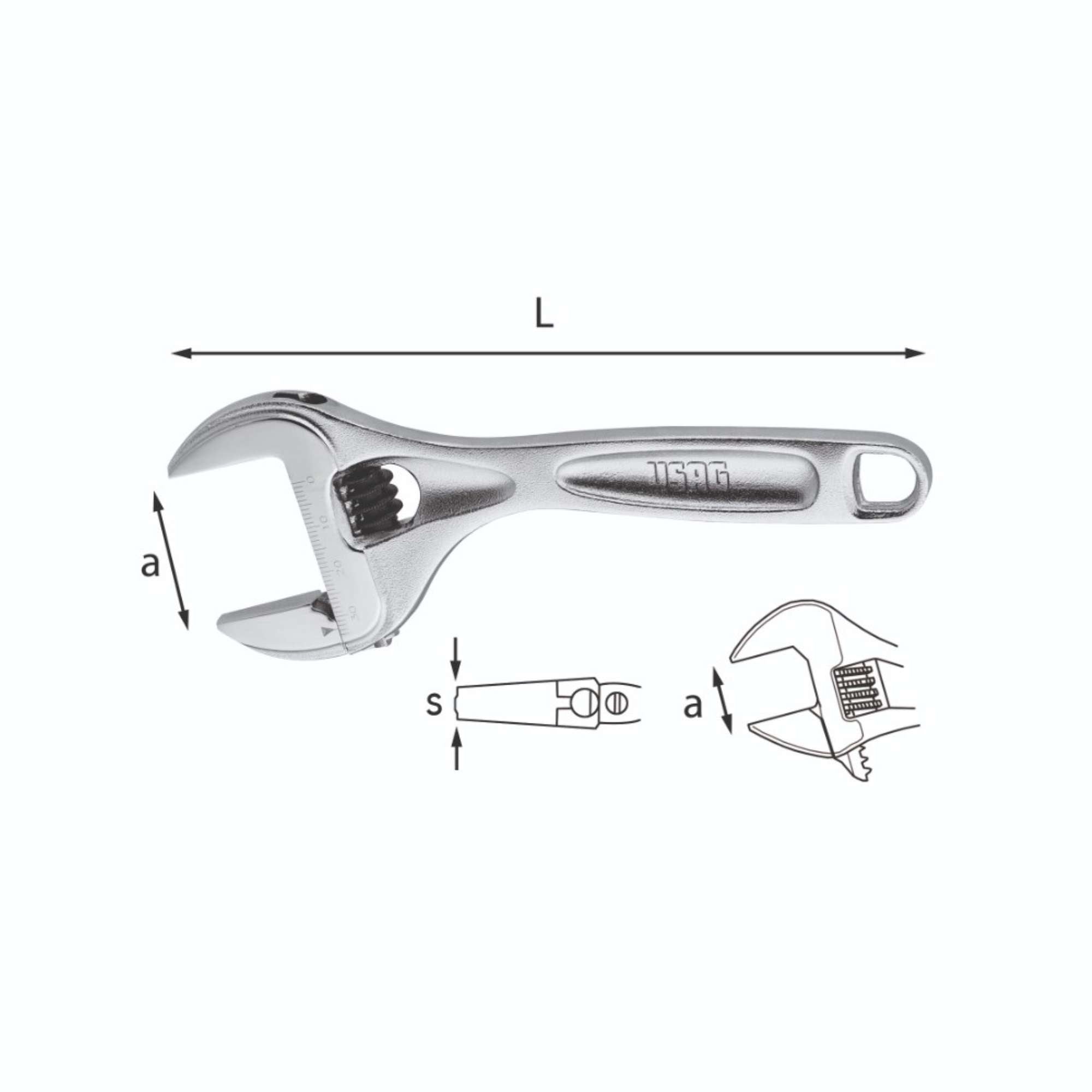 Adjustable short needle wrench 150mm - Usag 294 ACU02940010