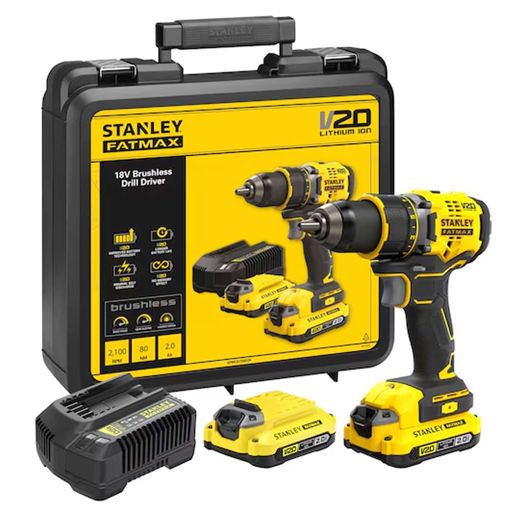 Cordless drill driver brushless 18V V20 Stanley Fatmax 2.0Ah SFMCD720D2K-QW