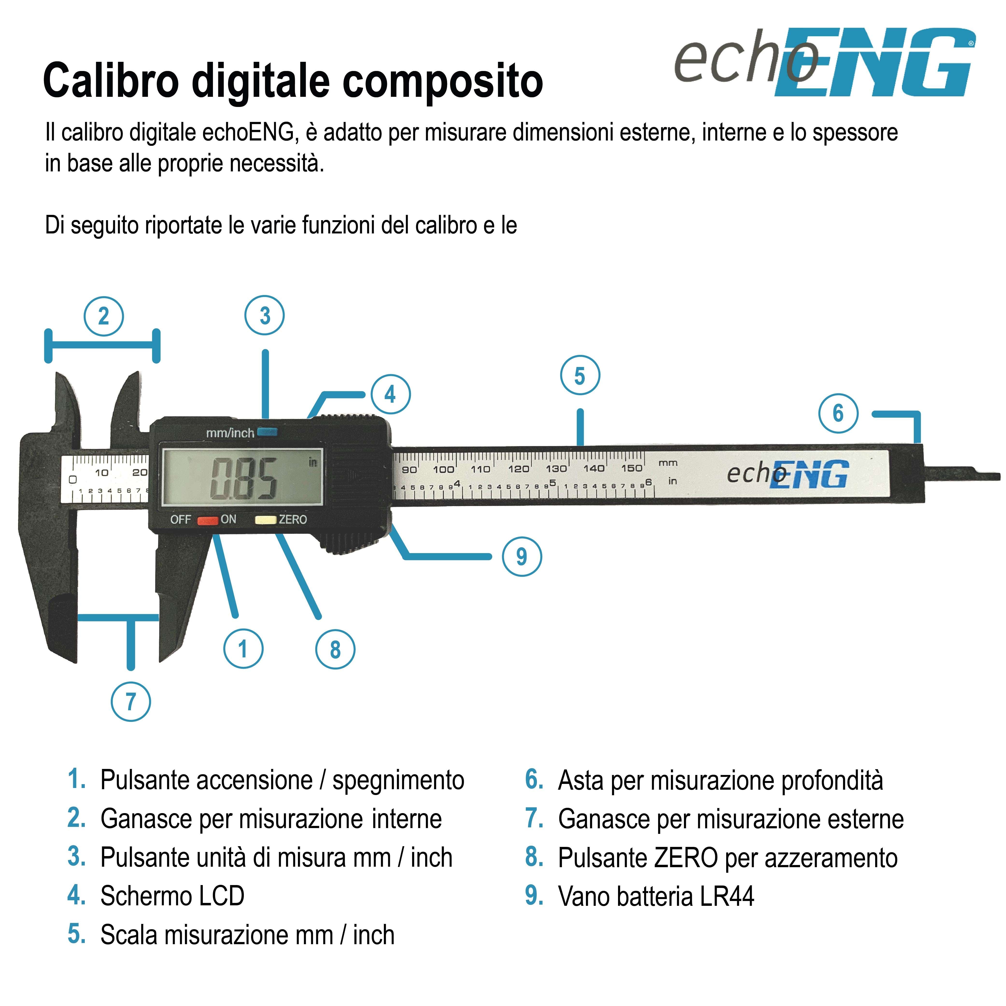Digital vernier calliper 150mm - echoENG - SM 10 CDF0