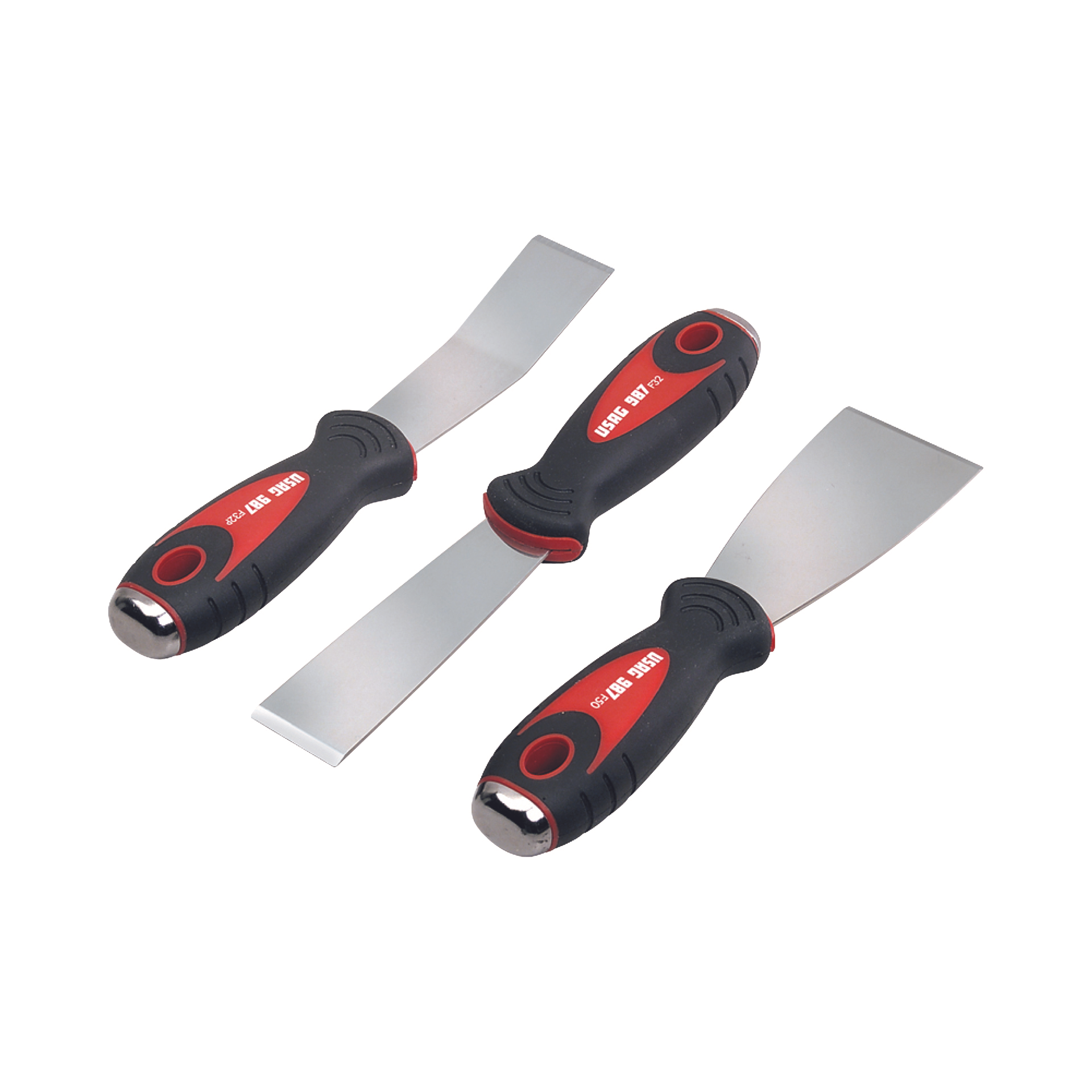 Set of 3 rigid spatulas, stainless steel blade - Usag 987 F/S3 - U09870051