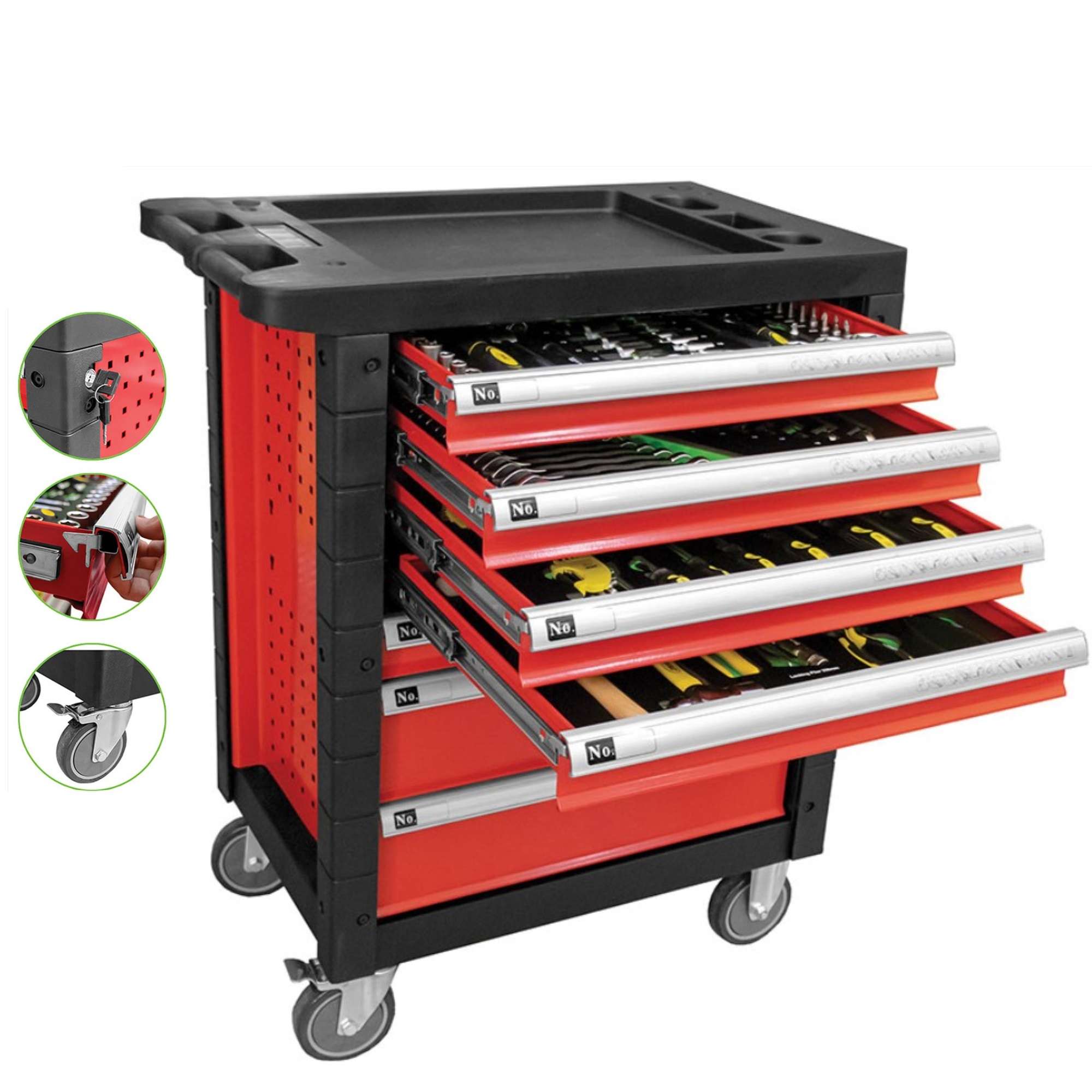 7-drawer red tool cart empty - Fermec FM53686-1