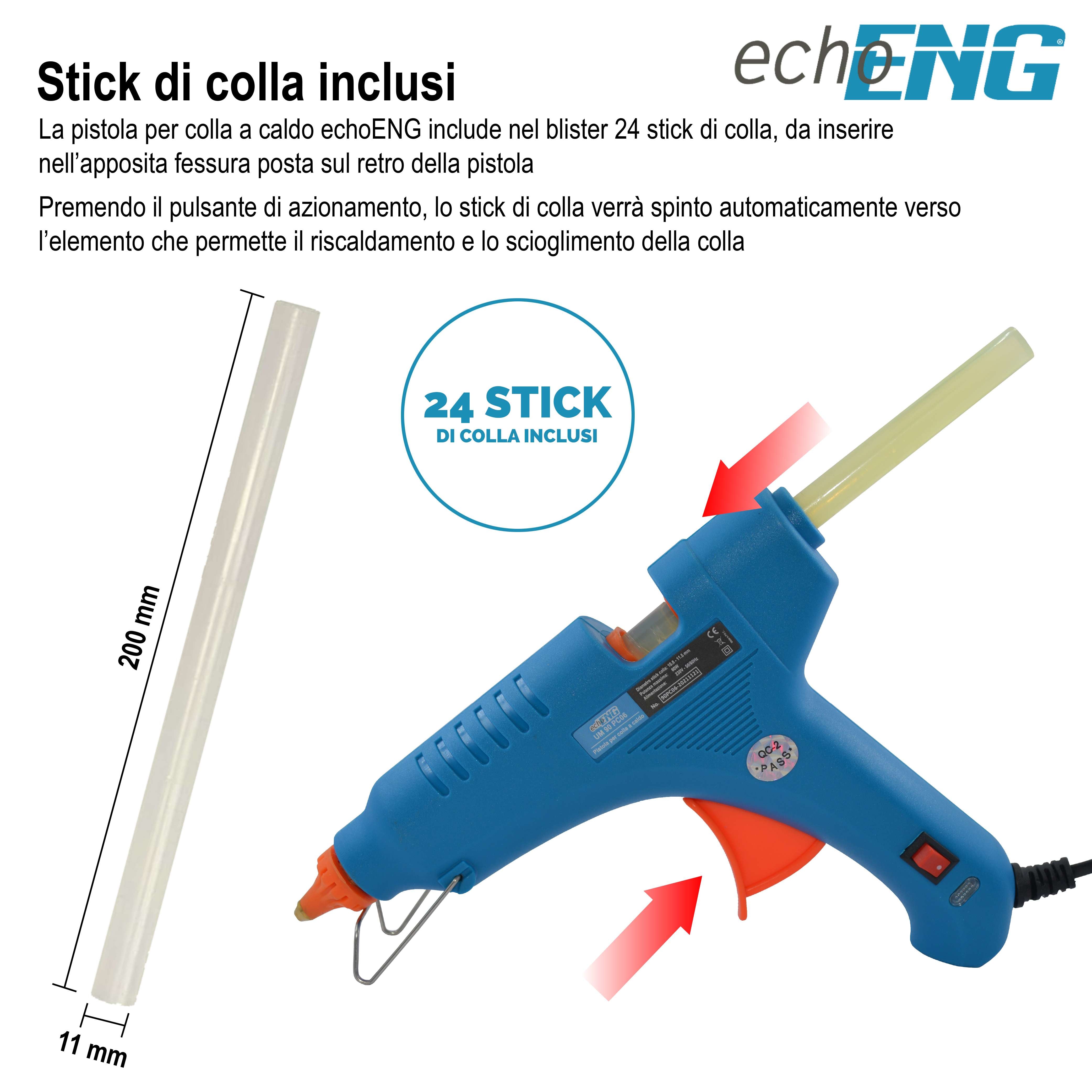 Hot glue gun 60W with 24 glue stick included - echoENG - UM 90 PC06