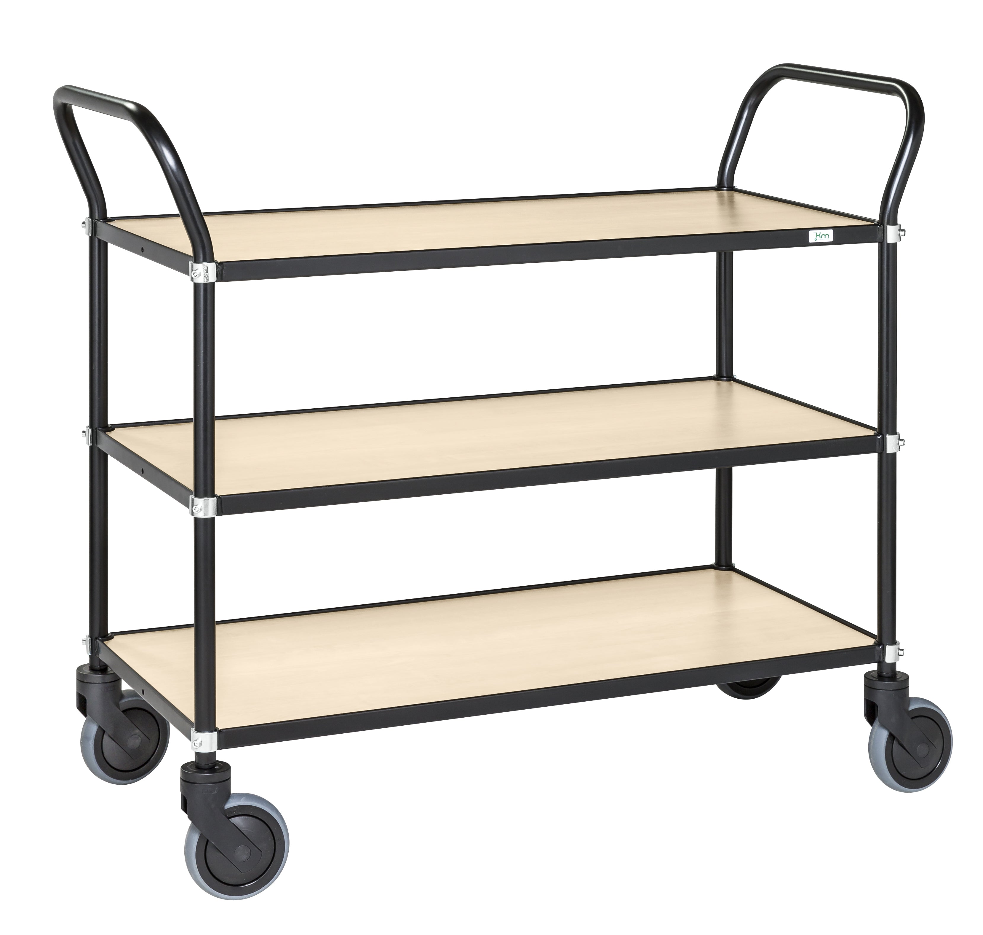 Elegant design trolley LxWxH 1100 x 430 x 940mm 4 swivel castors 125 mm Kongamek