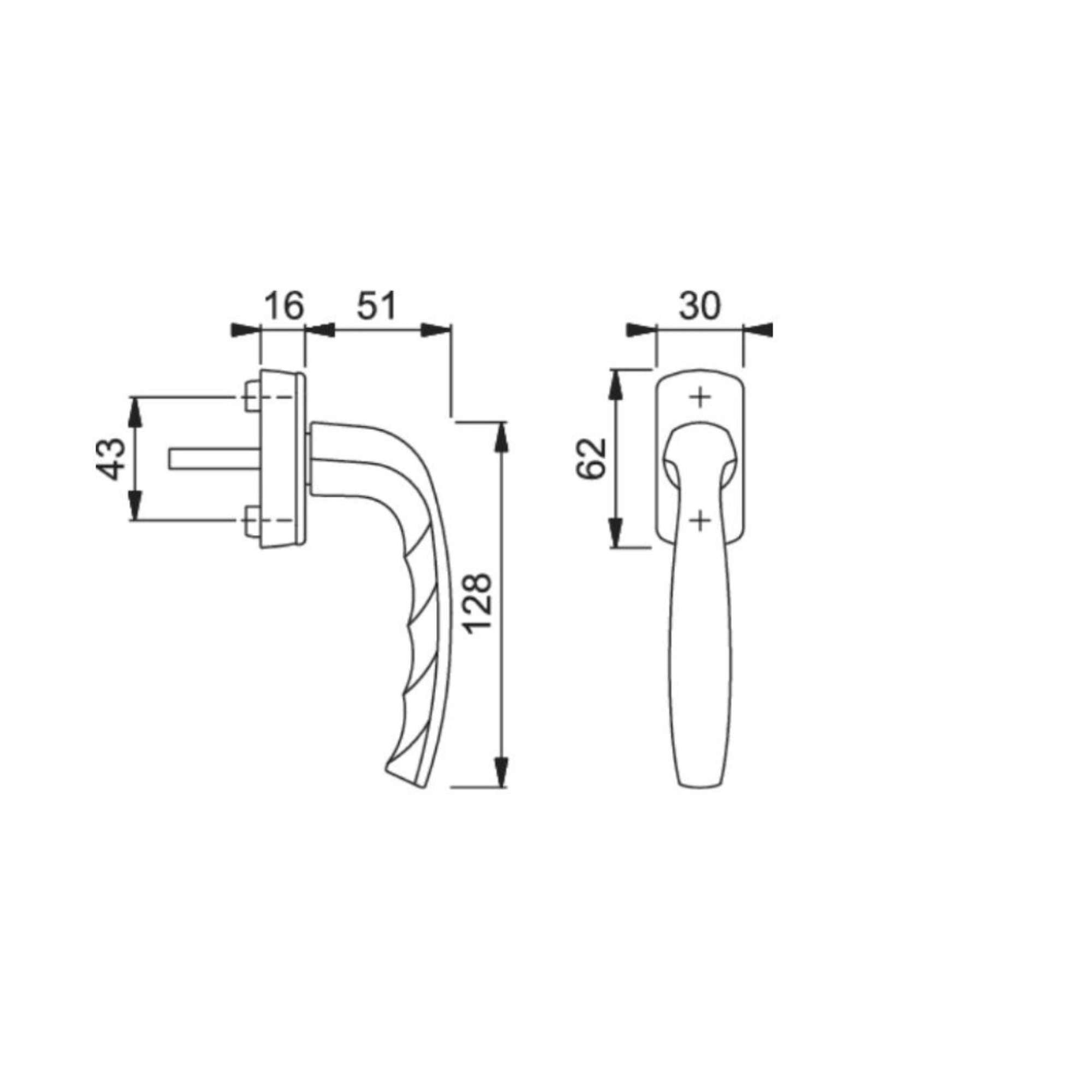 New York handle hammer DK Secustik F1 aluminum silver - Hoppe 3754924
