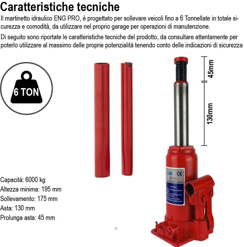 Bottle jack 6000 kg 6 T TON Tons -MA CB 0006 -ENG PRO