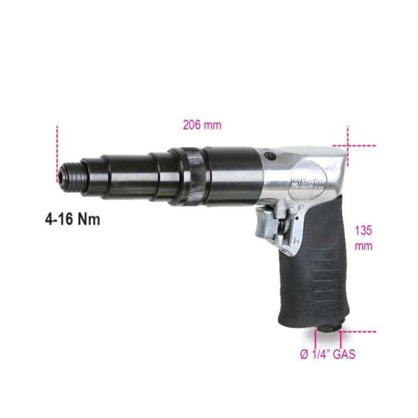 Reversible pistol air screwdriver 800 rpm 1/4" - 1935F Beta