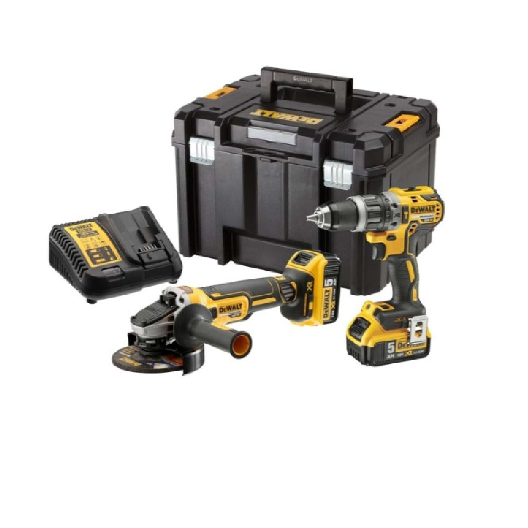 Drill + angle grinder kit 2 batteries 5.0Ah - Dewalt DCK2080P2T-QW