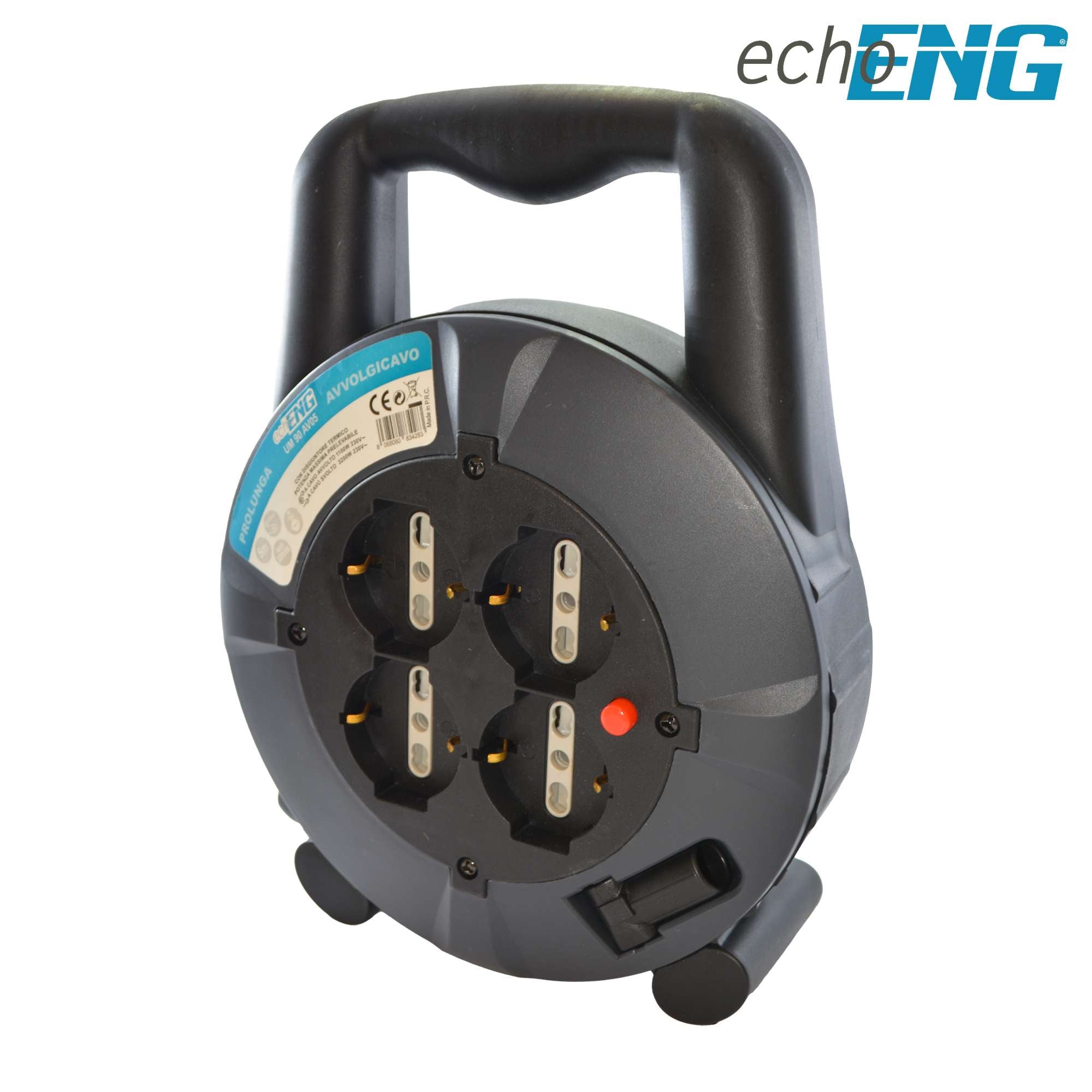 Cable reel with 4 universal sockets lenght 5 m - echoENG - UM 90 AV05