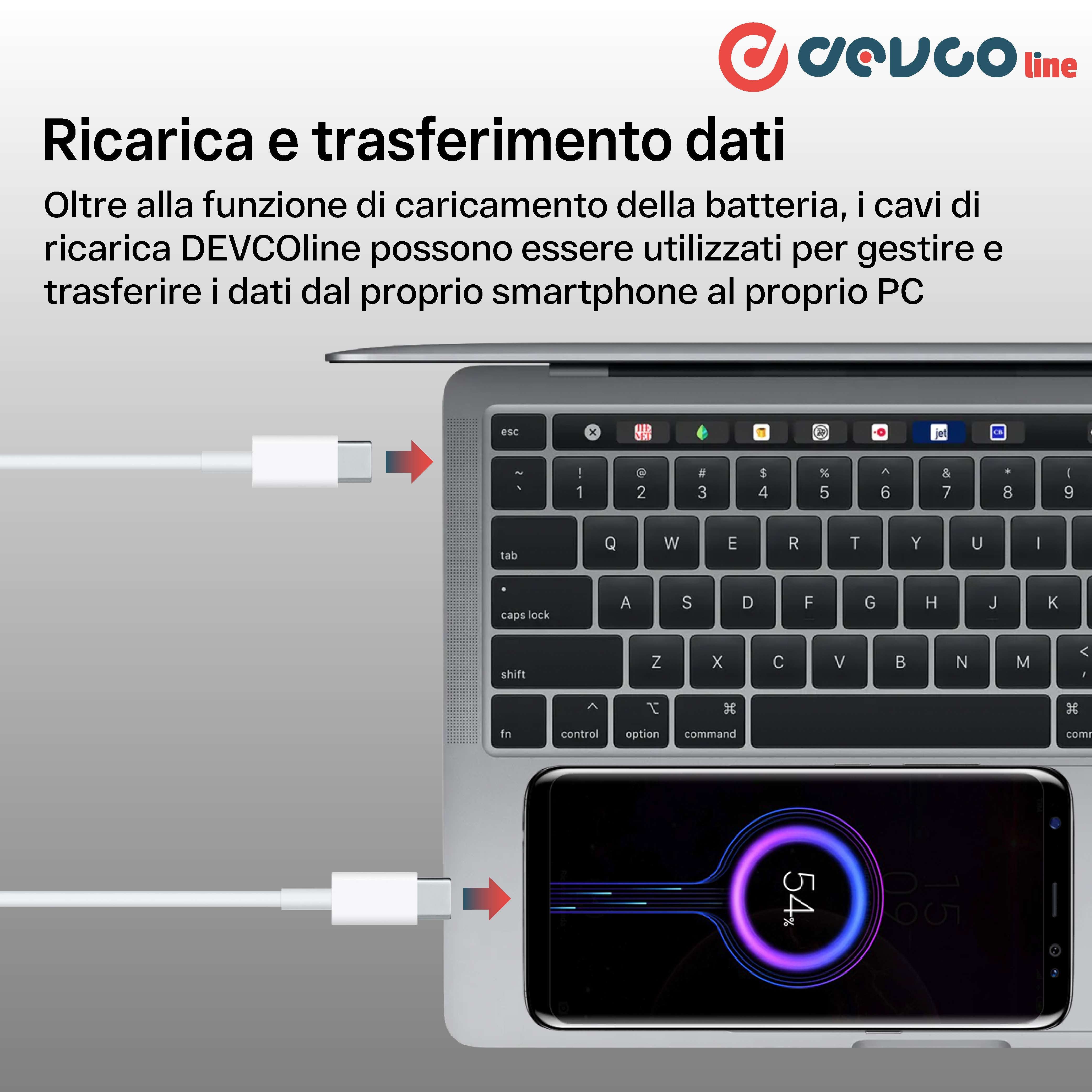 USB cable two connectors USB-C 1 meter - DEVCOline - AT CR 2TC1