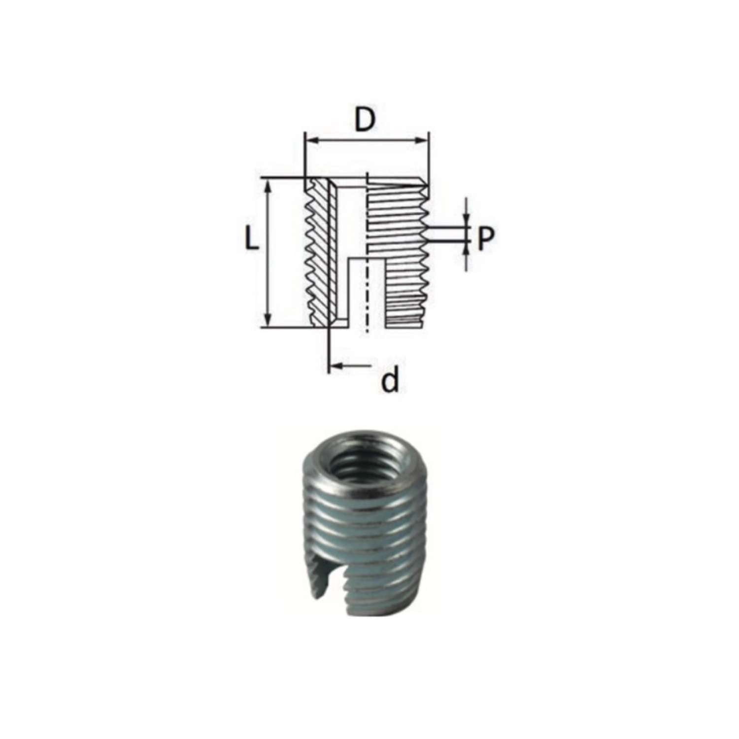 Hardened steel self-tapping bush M12x1.75 - Fixi