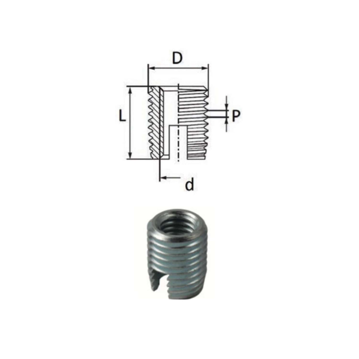 Hardened steel self-tapping bush M12x1.75 - Fixi