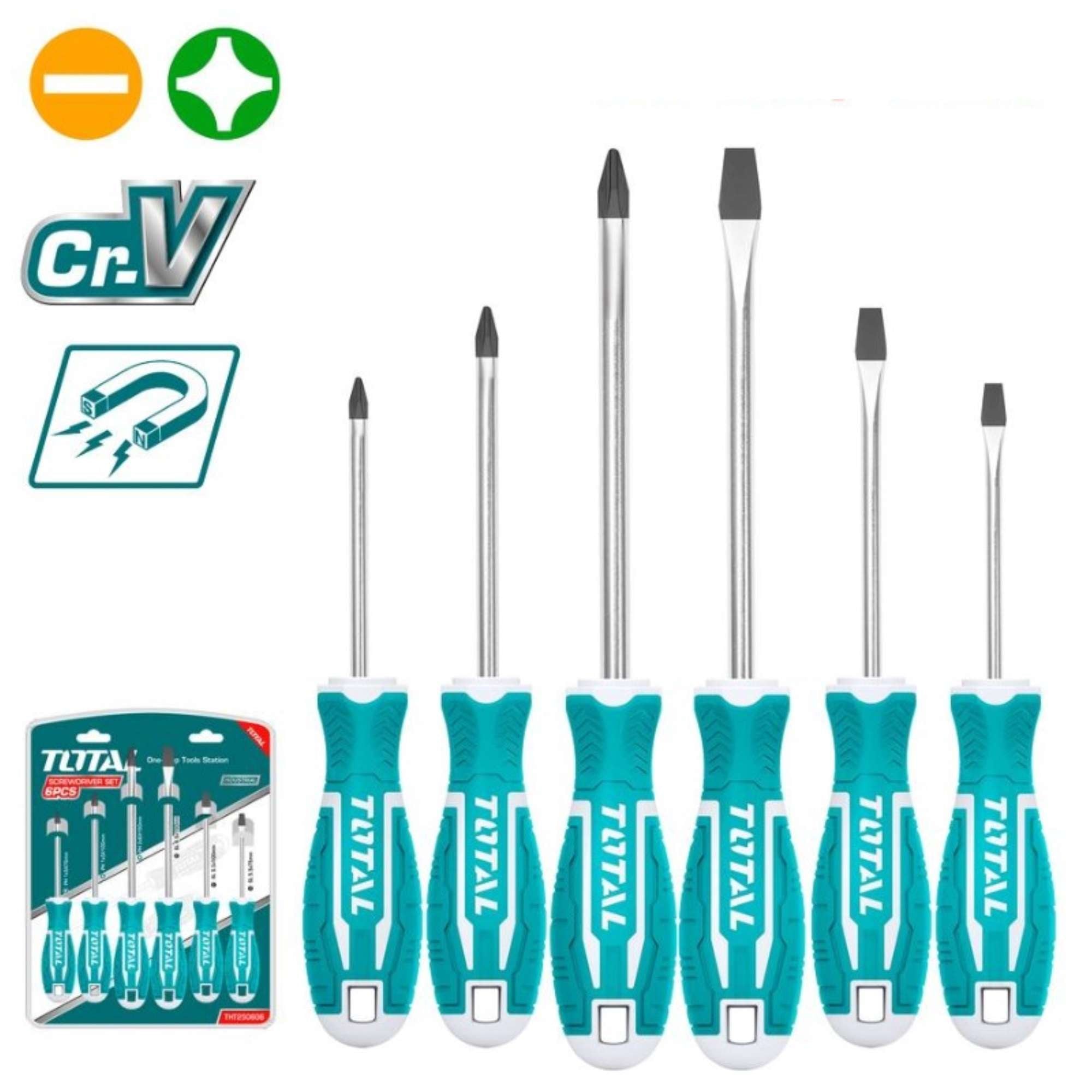 Set 6 Professional Screwdrivers with cross/hole - Total 4181400006