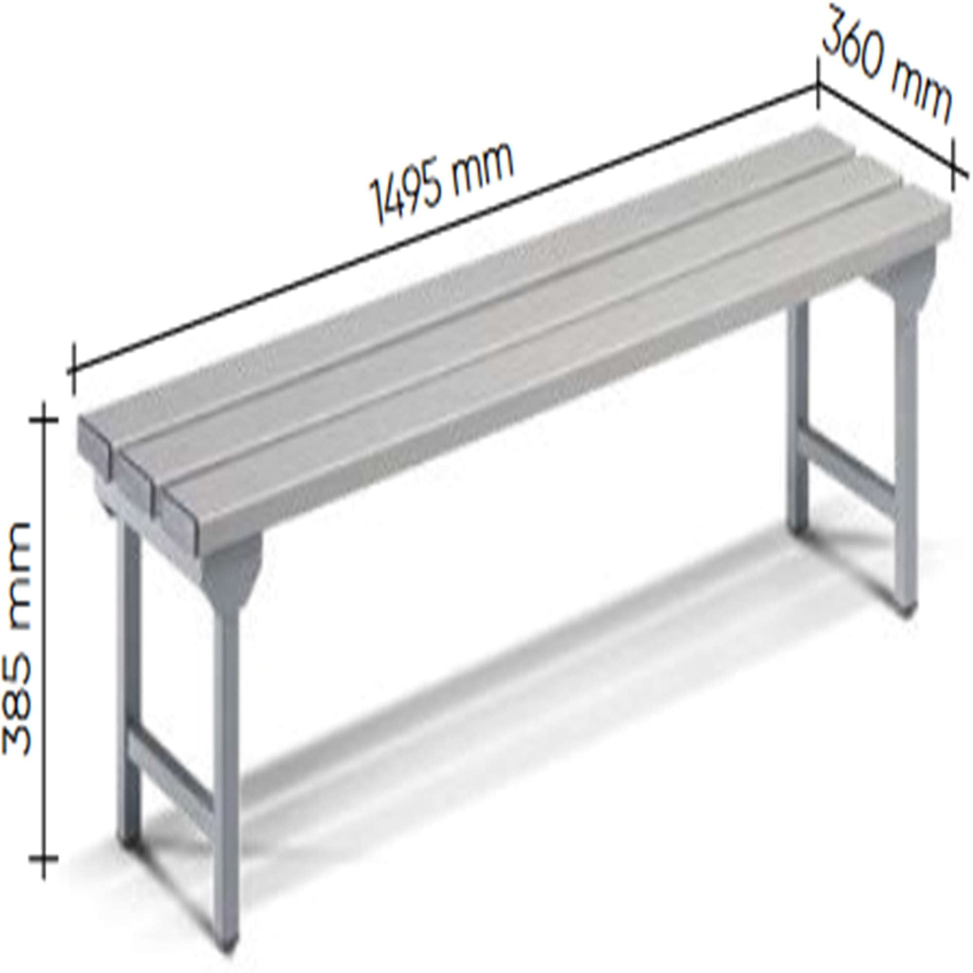 METAL DRESSING BENCH 1495 X 360 X 385 H - SINGLE - FAMI FAN95500001 - GREY