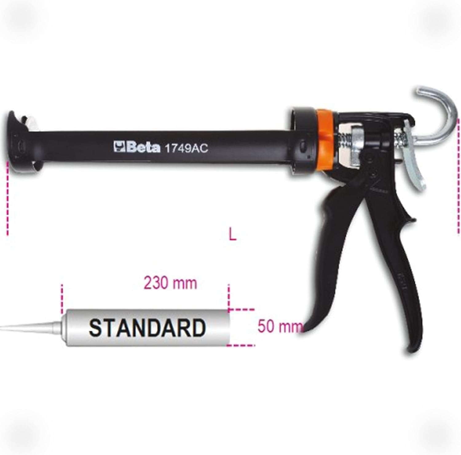 High thrust gun for chemical binders, L.350mm - Beta