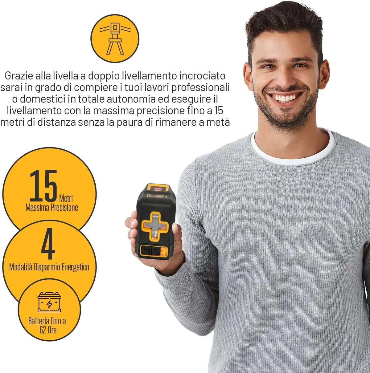 Self-levelling, dual-levelling, long-life laser level - GASETOOLS G-001