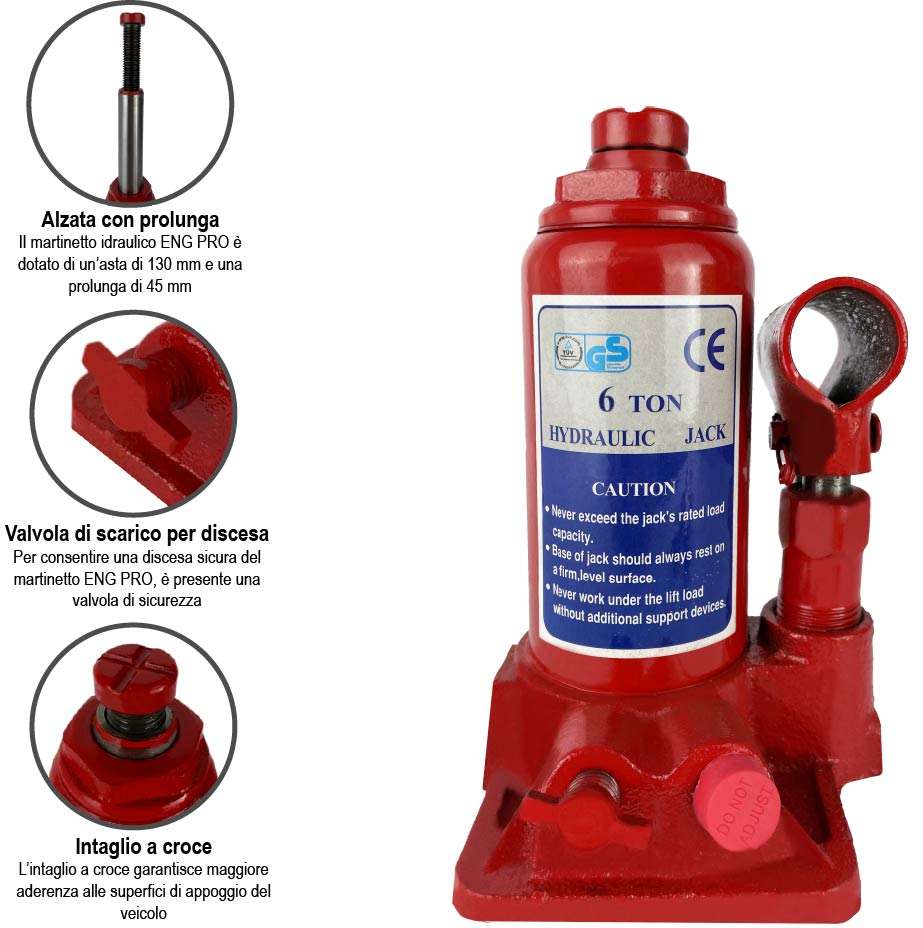 Bottle jack 6000 kg 6 T TON Tons -MA CB 0006 -ENG PRO