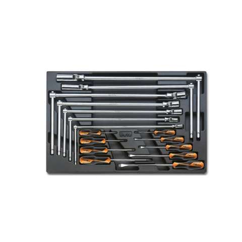 Rigid thermoformed ABS screwdriver/socket spanner assortment 16pcs. Beta