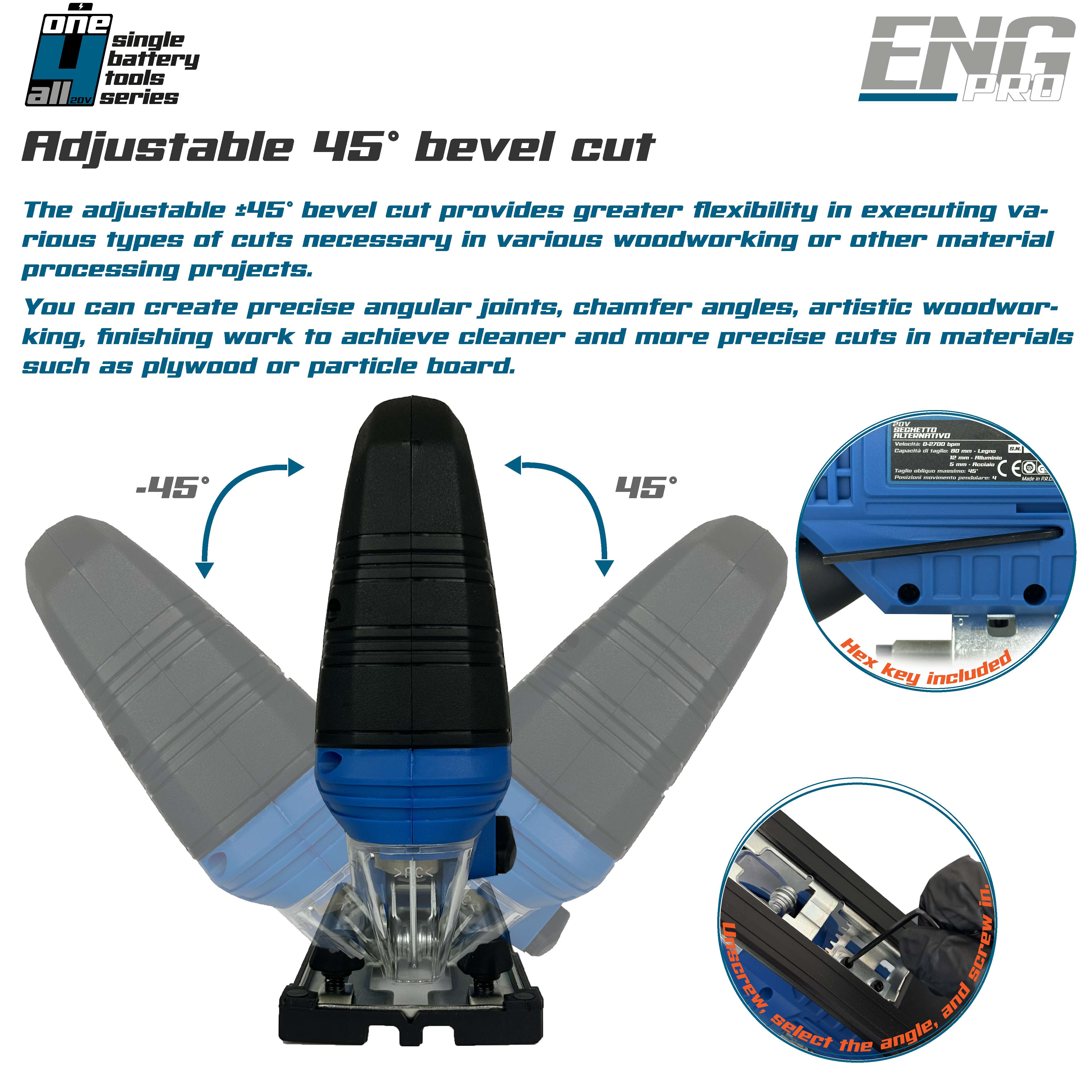 Cordless Jig Saw - Professional Line ONE4ALL 20V - ENGPRO 1B20-SGAL