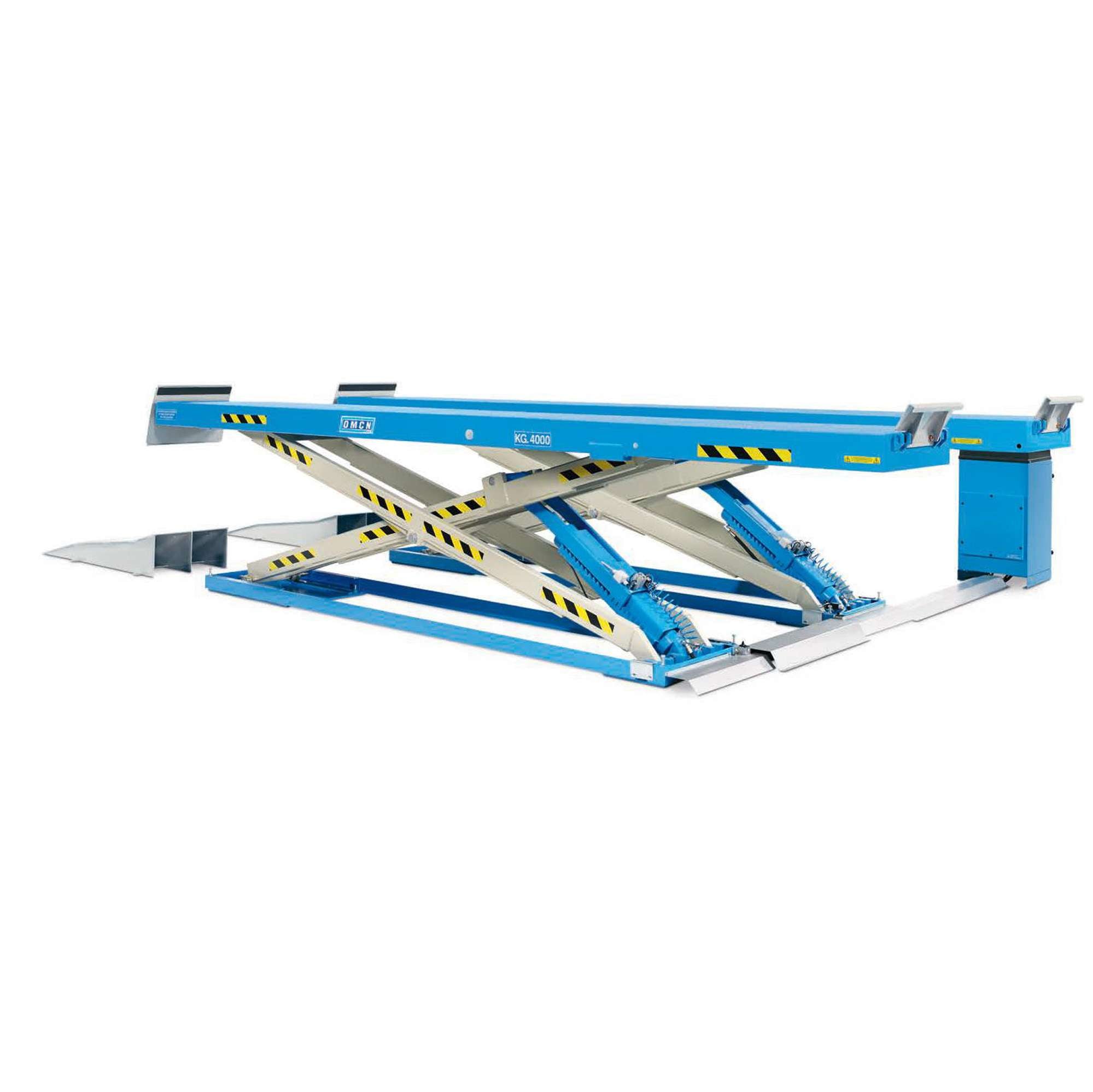 Electro-hydraulic scissor lift capacity 4000 kg retractable with lift table OMCN