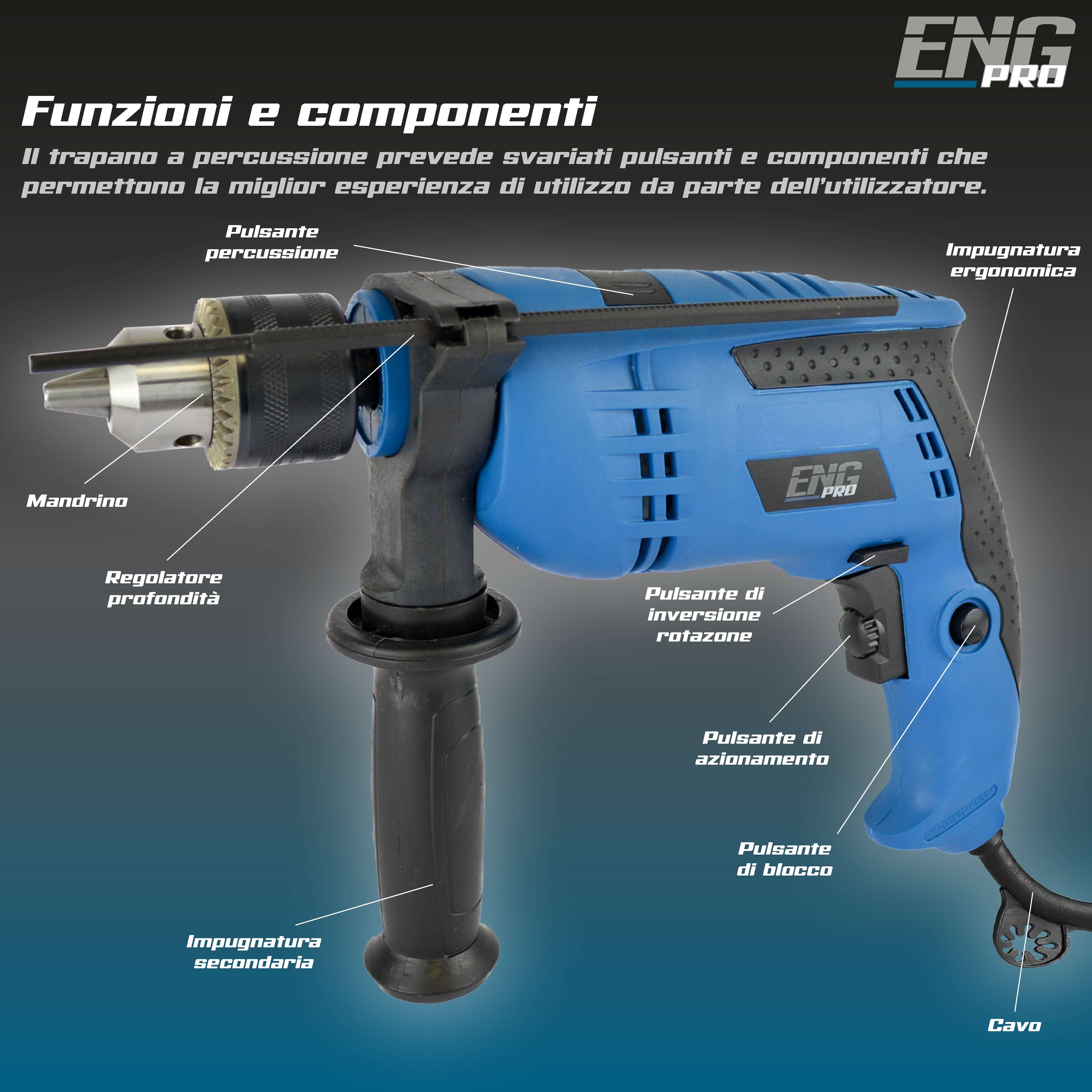 Percussion drill 650W 13mm - ENG PRO - UM ET TP13