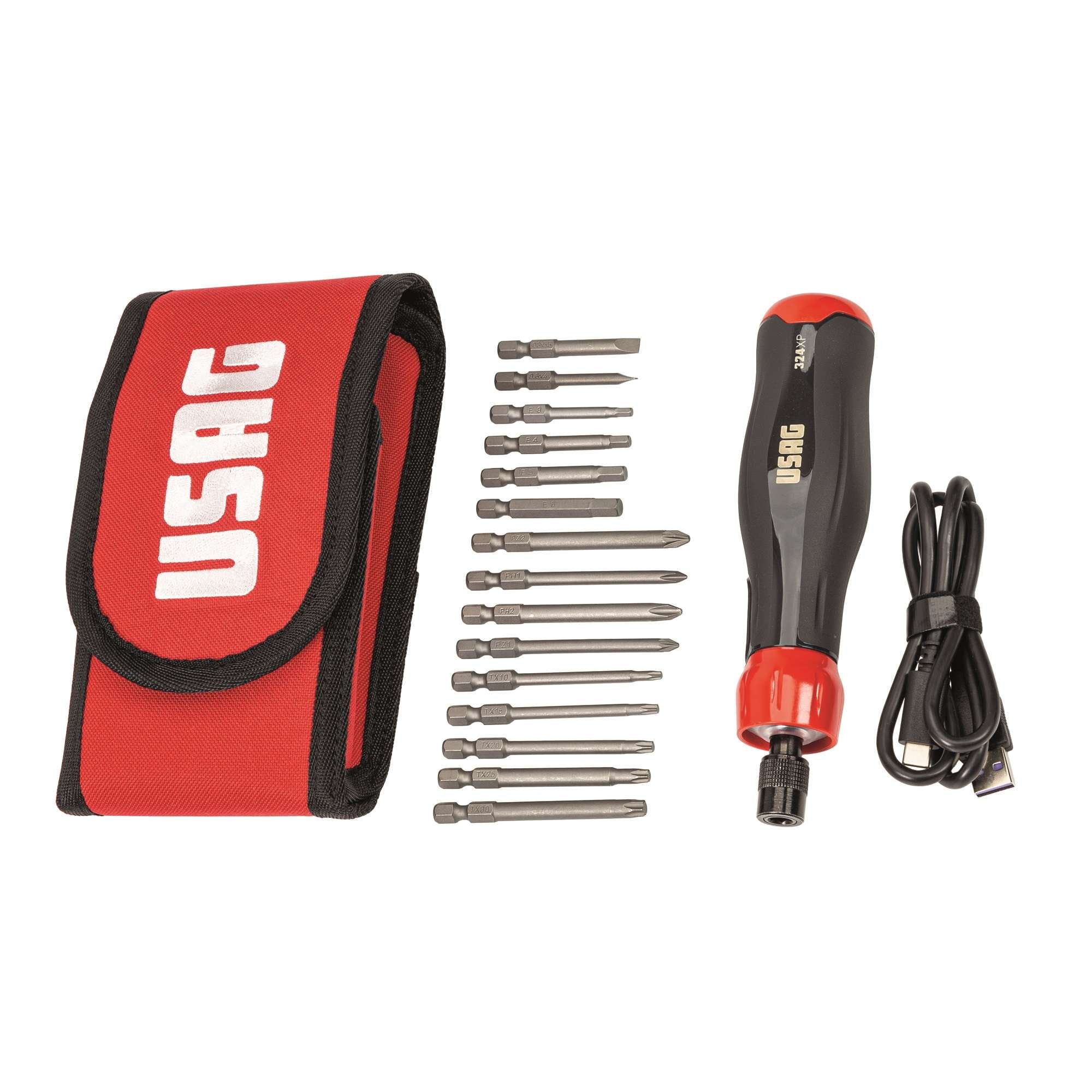 Electric screwdriver in case with bits 16pcs - Usag 324XP/B16 U03240801