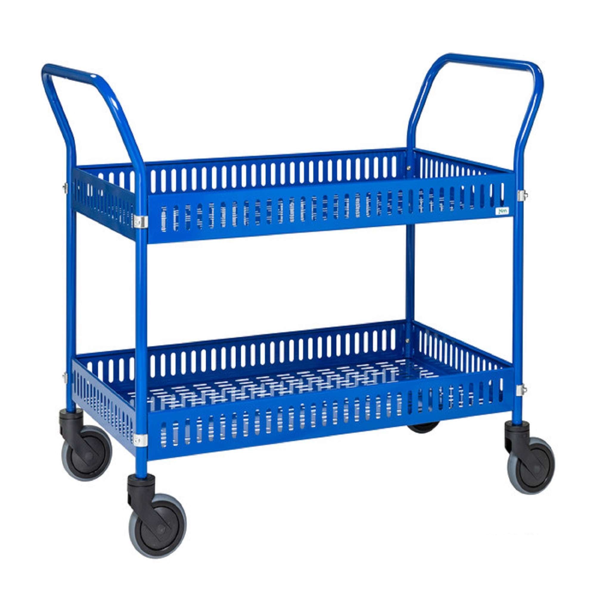 Trolley table with 2 shelves, 90mm edge, 4 swivel casters 1130x550x940