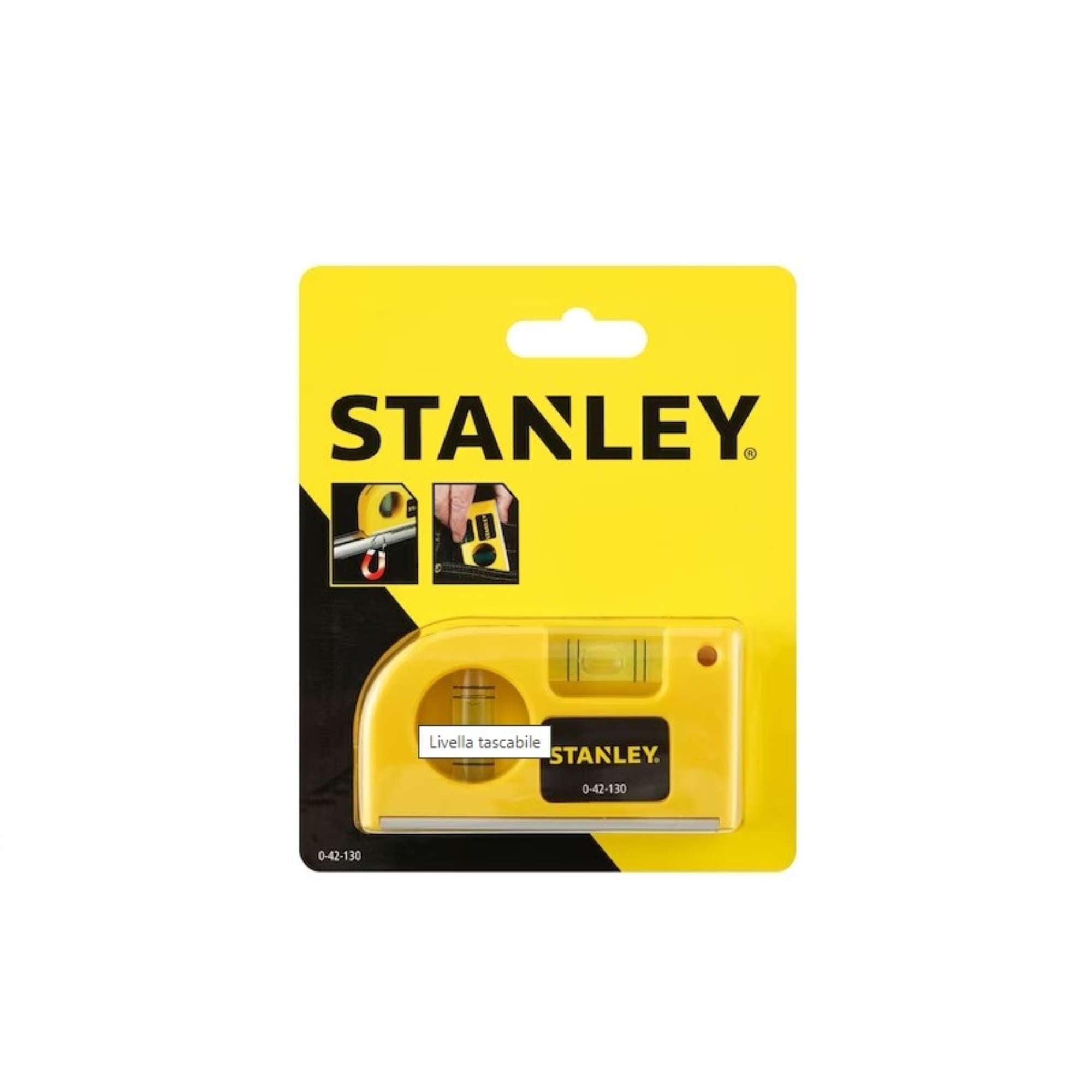 Pocket spirit level with slotted magnetic base - Stanley 0-42-130