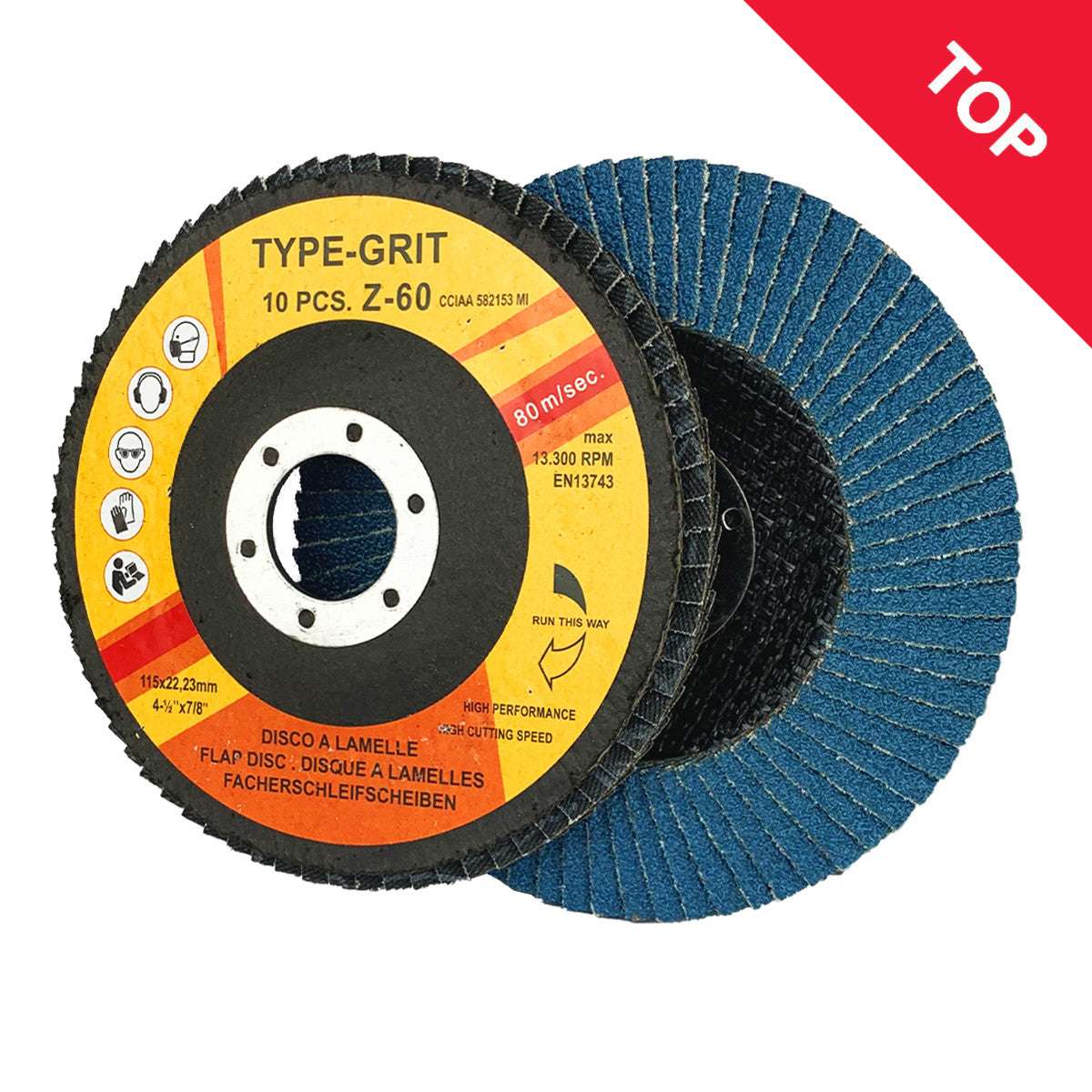 Flap Discs Neutral Brand Zirconium D125x22 Gr40-80 Rosver 10Pcs.