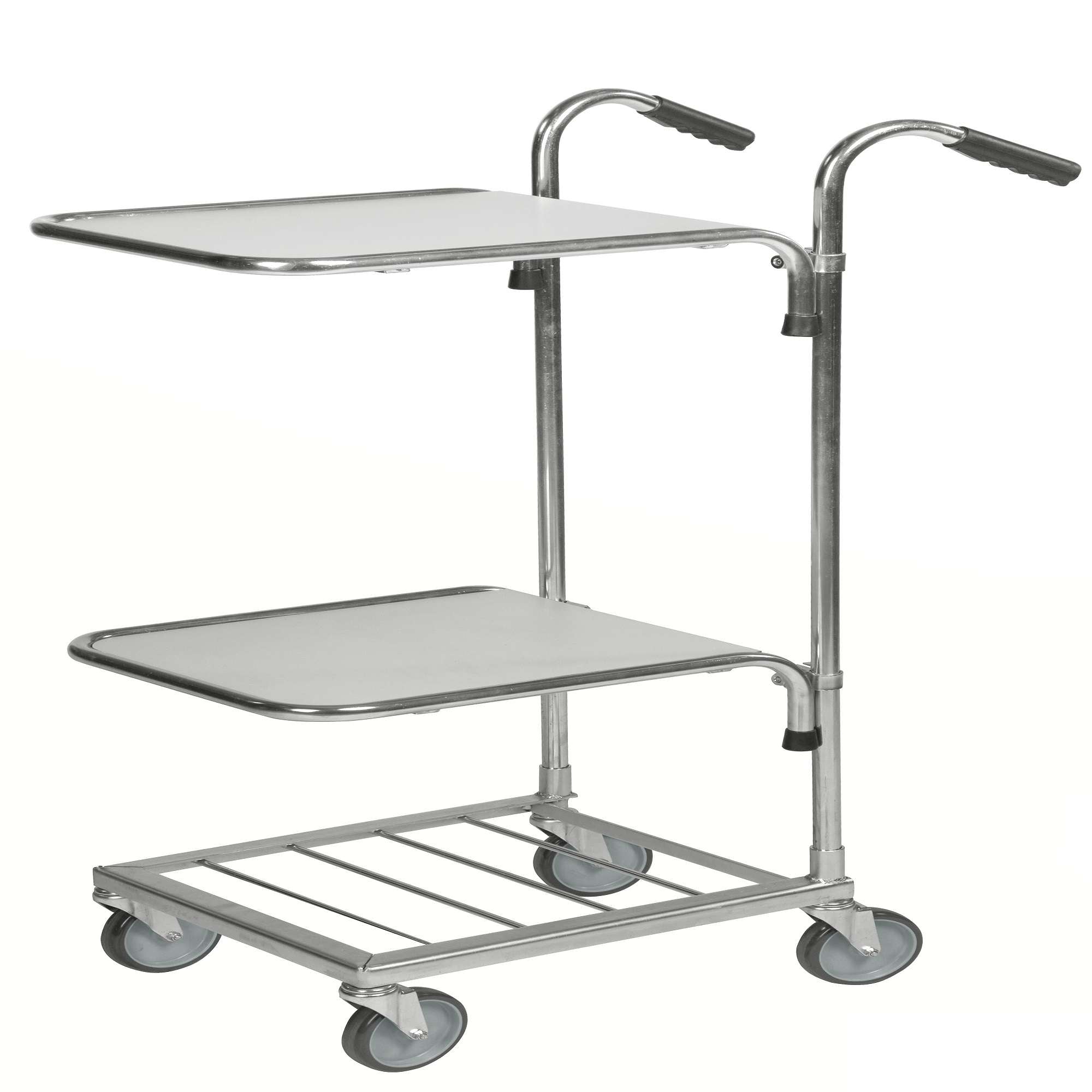 Electro galvanised / White Mini trolley,2 Shelf adjustable LxWxH 660x385x1090