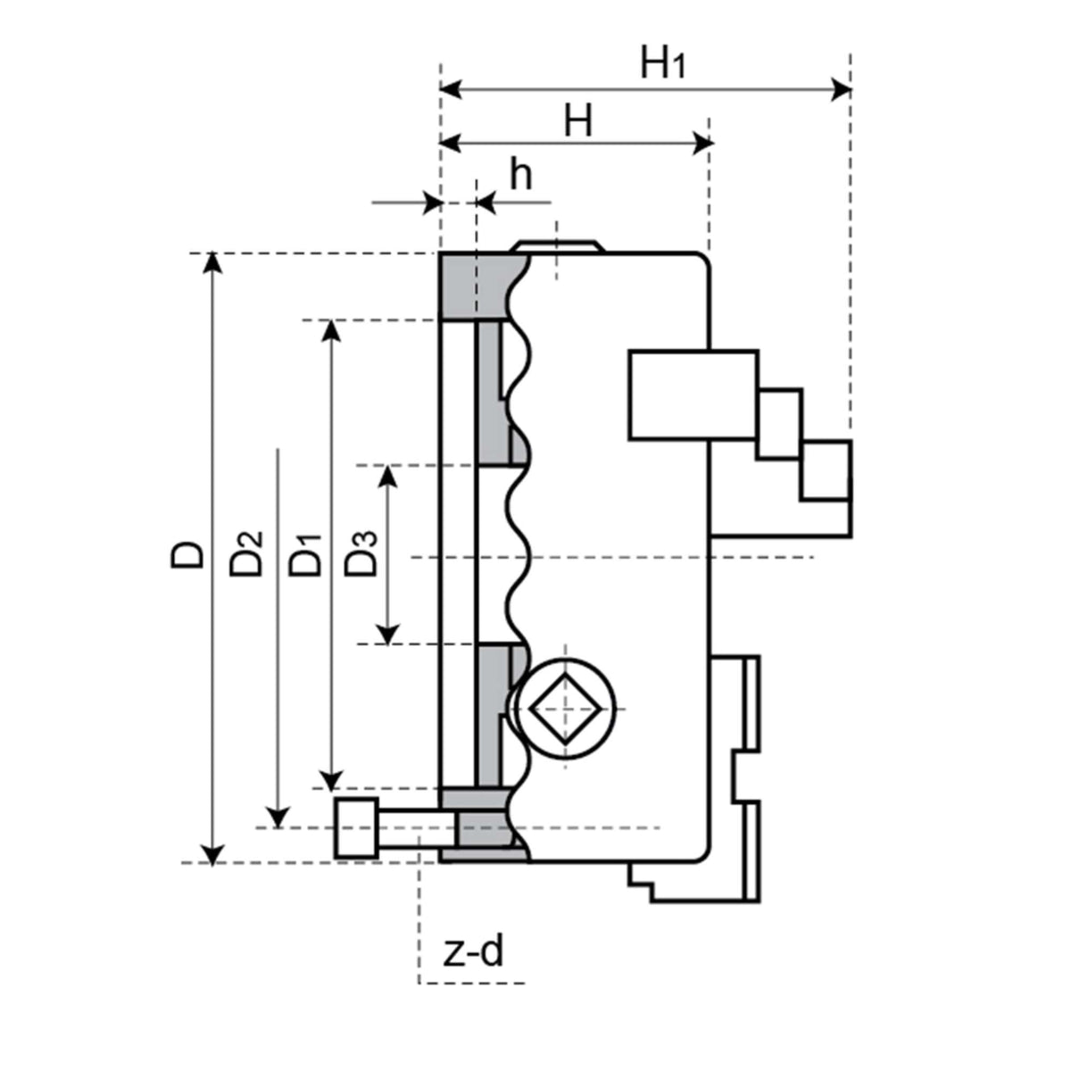 Self-centring chucks with 3+3 jaws