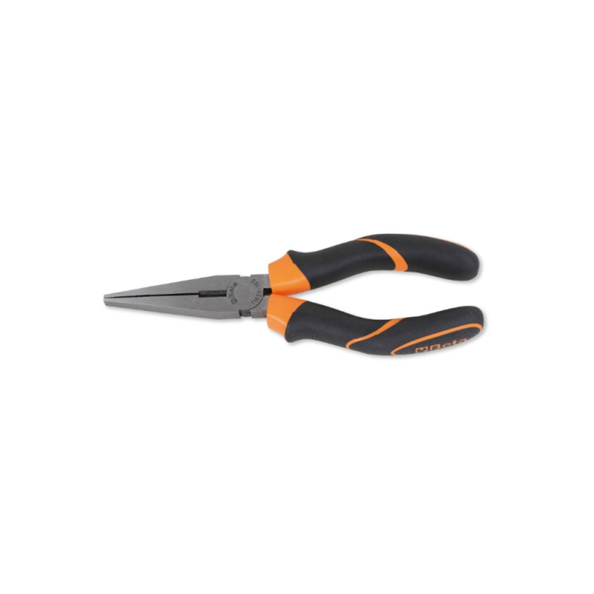 Extra-long flat knurled nose pliers, bi-material handles, industrial finish Beta