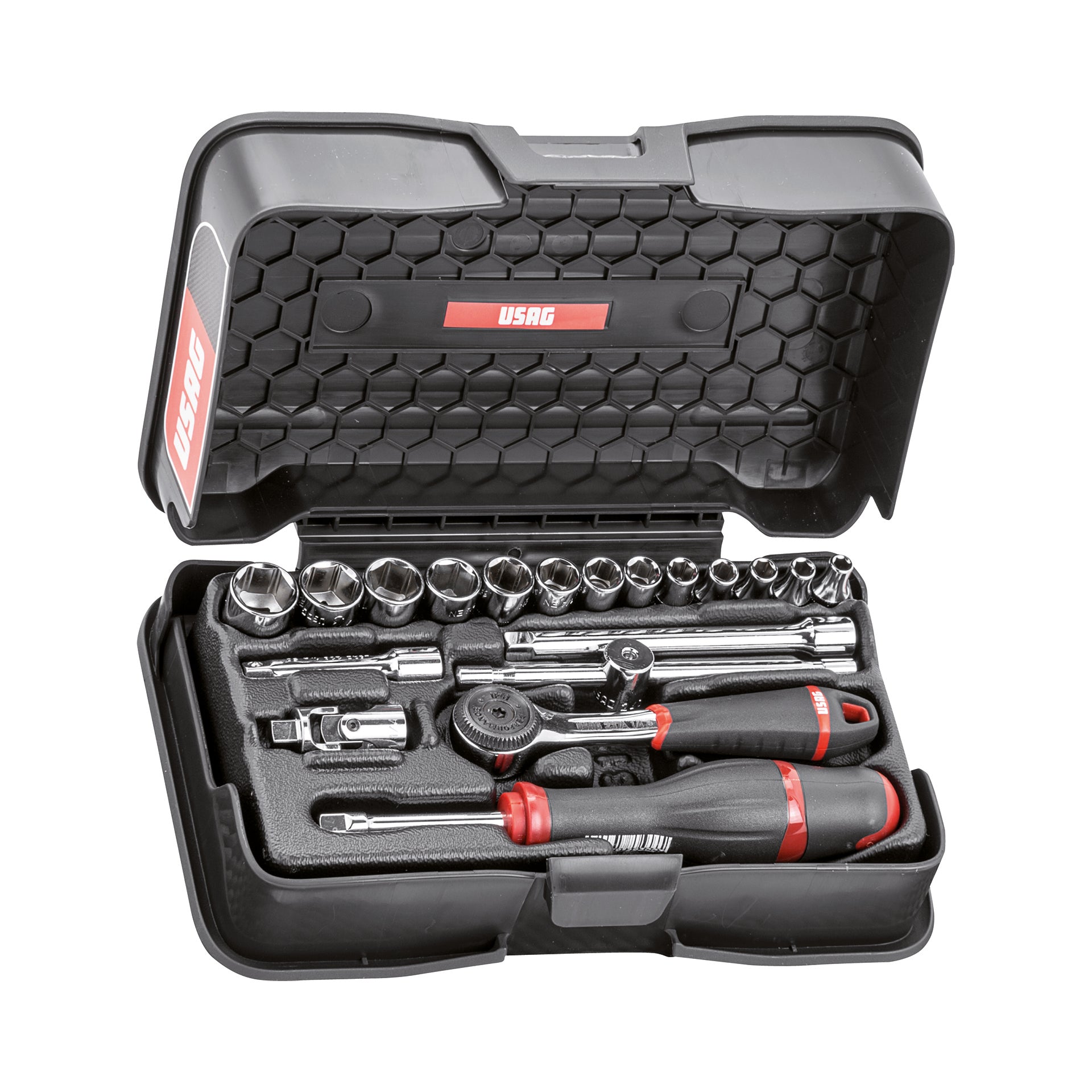 Assortment with hexagonal sockets in ABS - Usag (19 PCS) - 606 1/4 EA