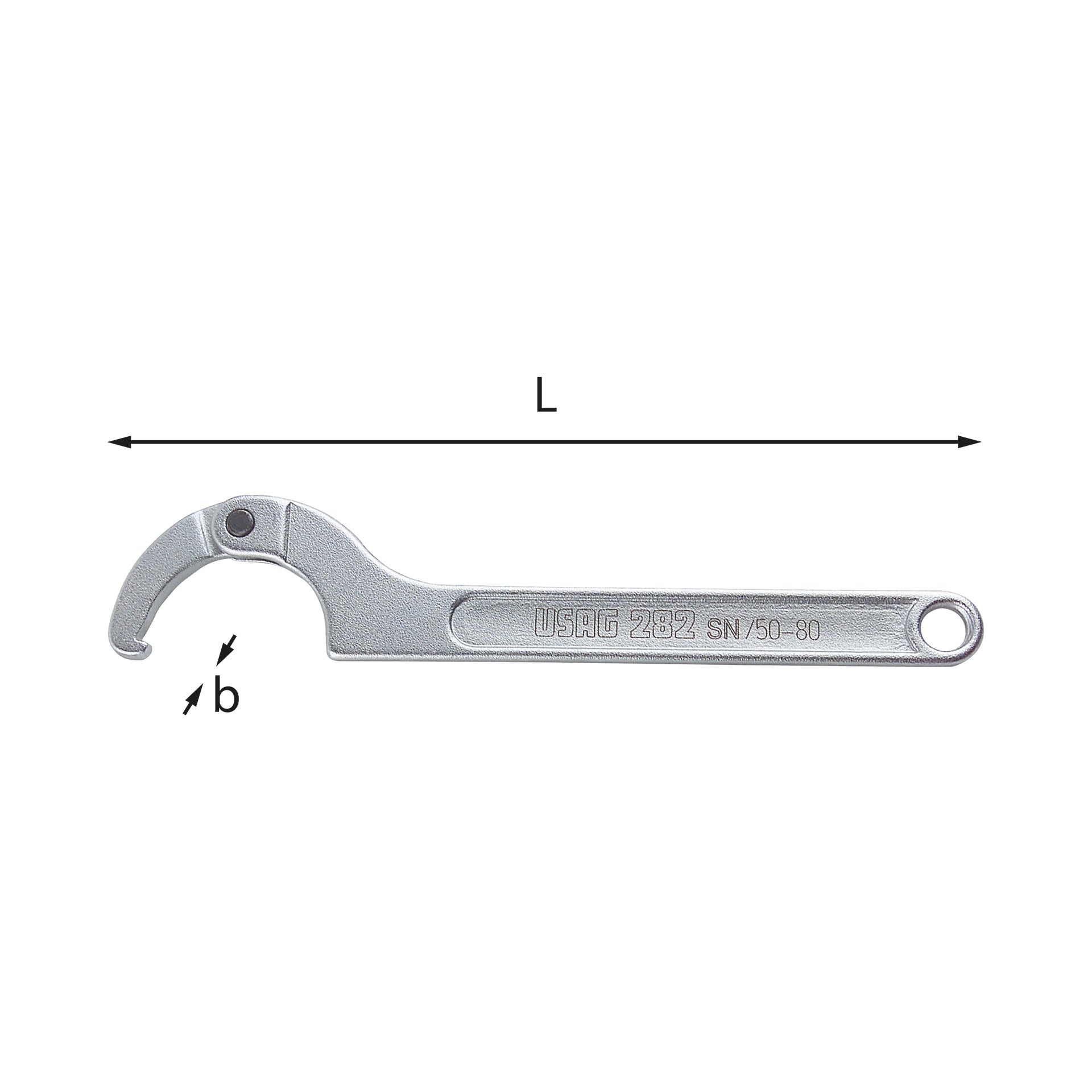 Adjustable hook wrenches with square pin (3,5-4-5-5,5-9,5) - Usag 282 SN