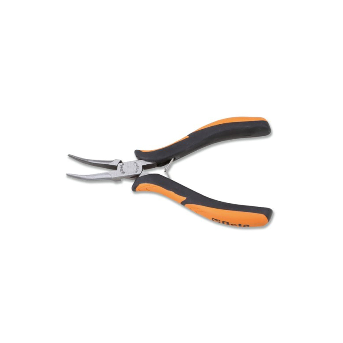 Smooth half-round long bent needle nose pliers bi-material handles - Beta