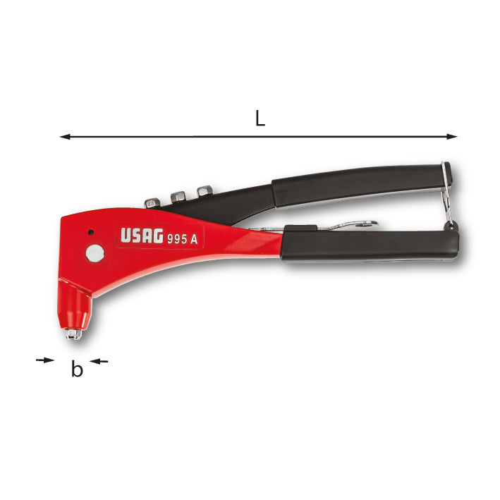 Hand riveter  3-4-5Ø mm (Al)	2,4÷4Ø mm (Inox)	L. 273mm b 22mm	- Usag 995 A