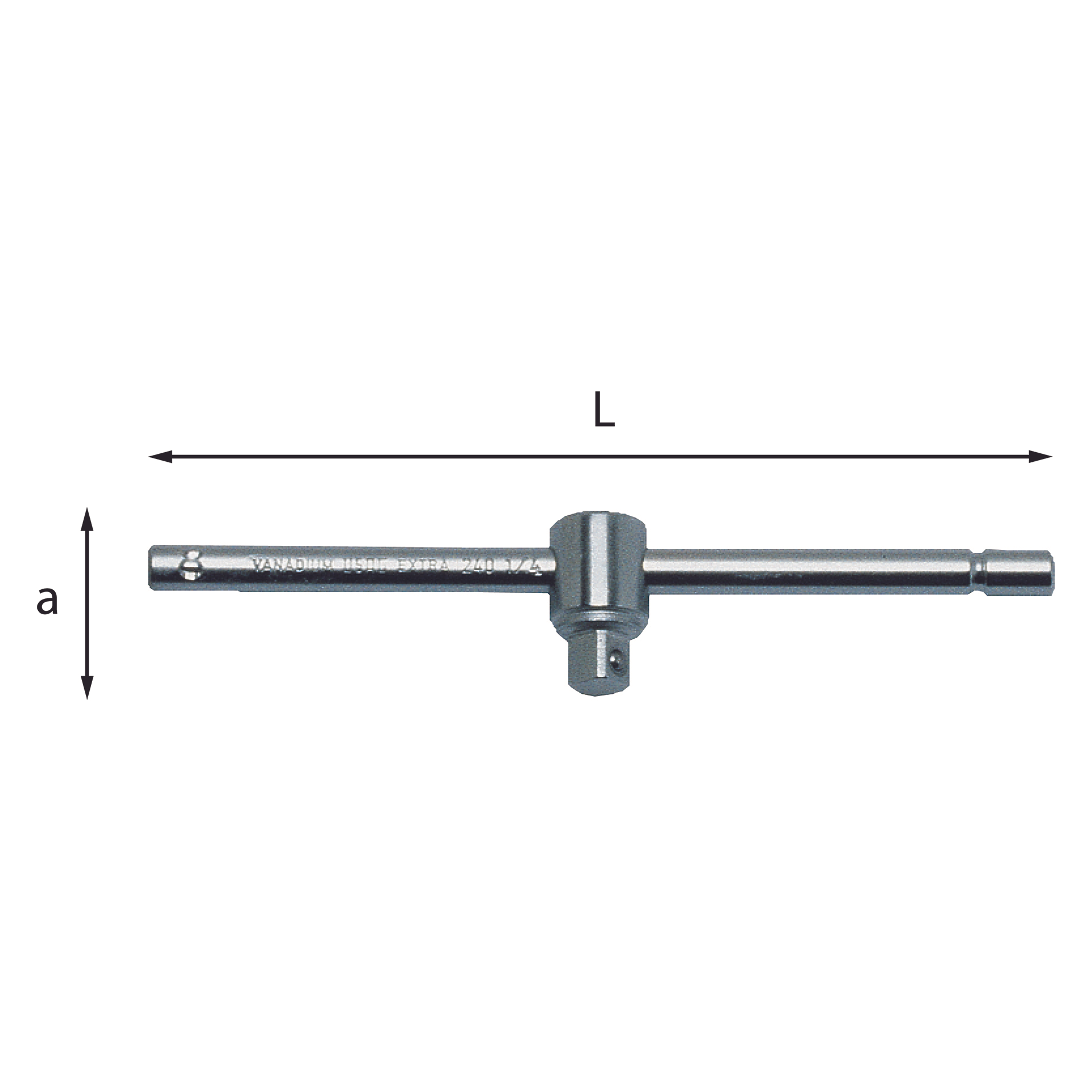 L. 425mm T-handle with slinding square drive a 62mm - Usag 240 3/4 N