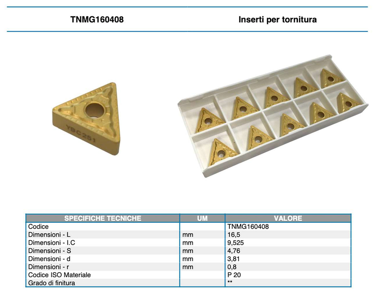 Carbide plate inserts lathe turning 10pcs - TNMG1604(04-08)