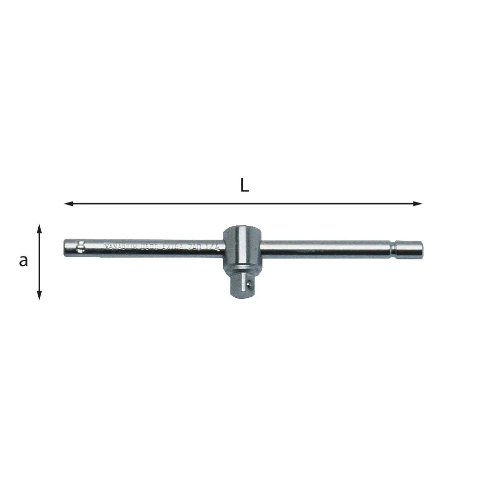 T-lever with sliding square fitting in chrome steel L.280mm - 240 1/2 N Usag