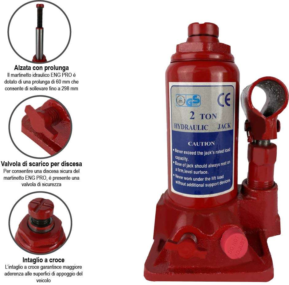 Bottle jack 2000 kg 2 T TON Tons -MA CB 0002 - ENG PRO