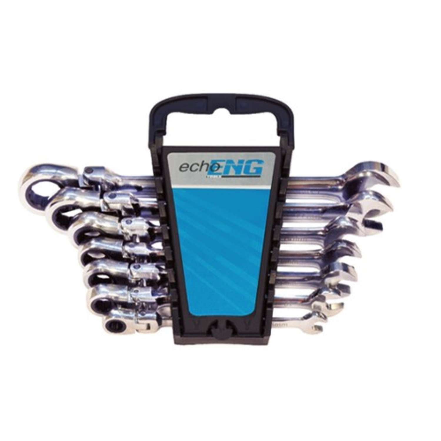 Set of combination wrenches flexible ratchet head mirrorfinish 7-10 pcs 8-22 mm