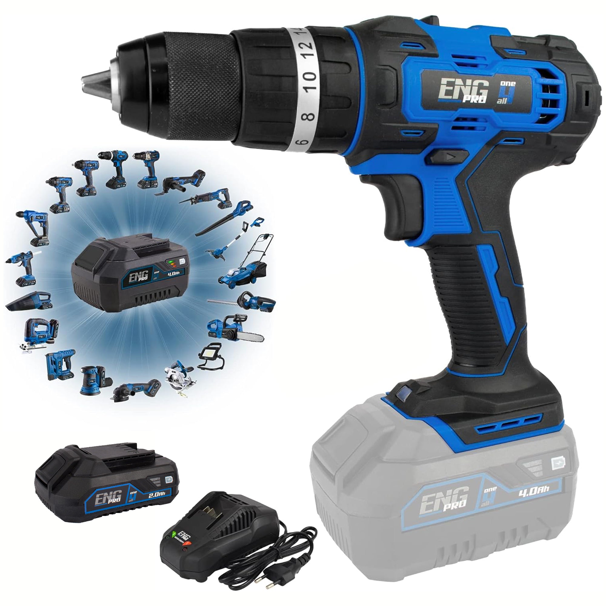 Cordless drill with impact professional 40 Nm ONE4ALL - ENG PRO 1B20-AP40