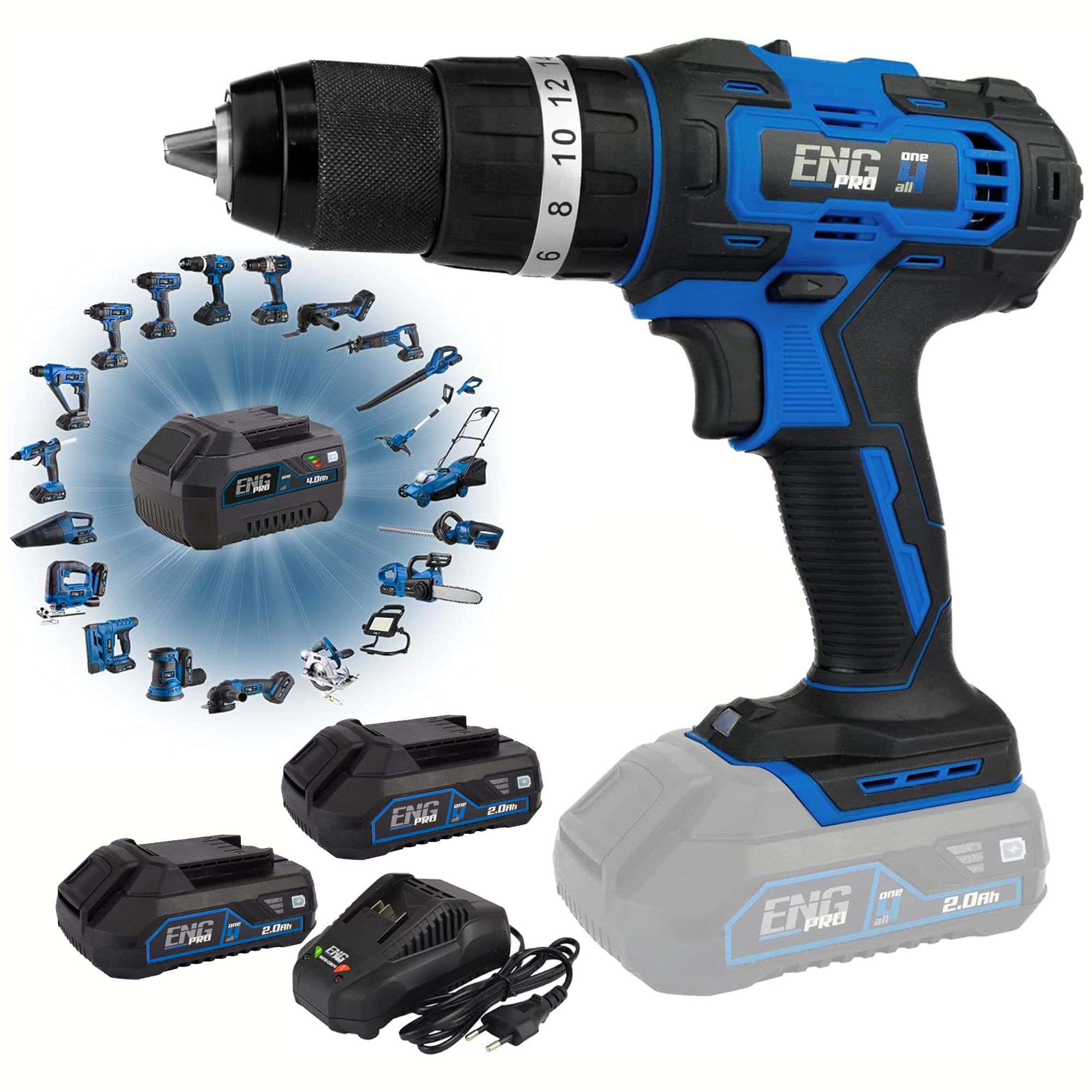 Cordless drill with impact professional 40 Nm ONE4ALL - ENG PRO 1B20-AP40