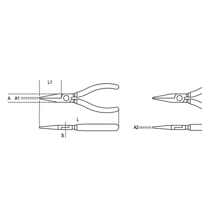 Long flat knurled nose pliers bi-material handles - 1008BM Beta