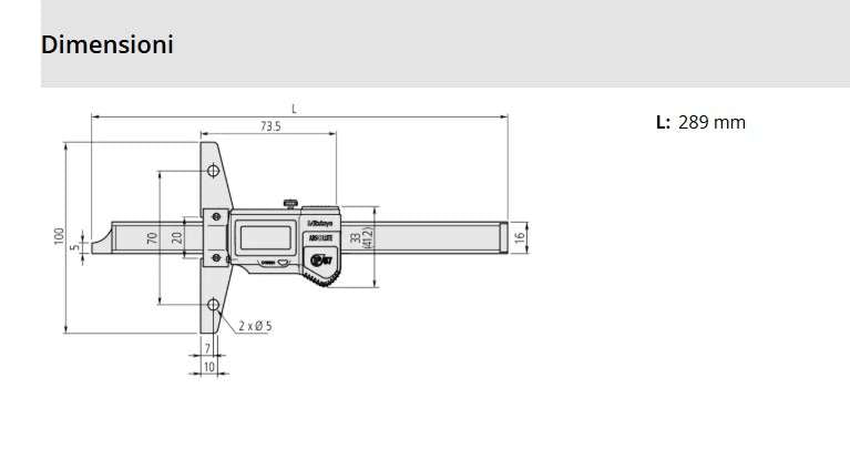 ABS Depth Gauge IP67 0-200 mm 571-252-20 - Mitutoyo