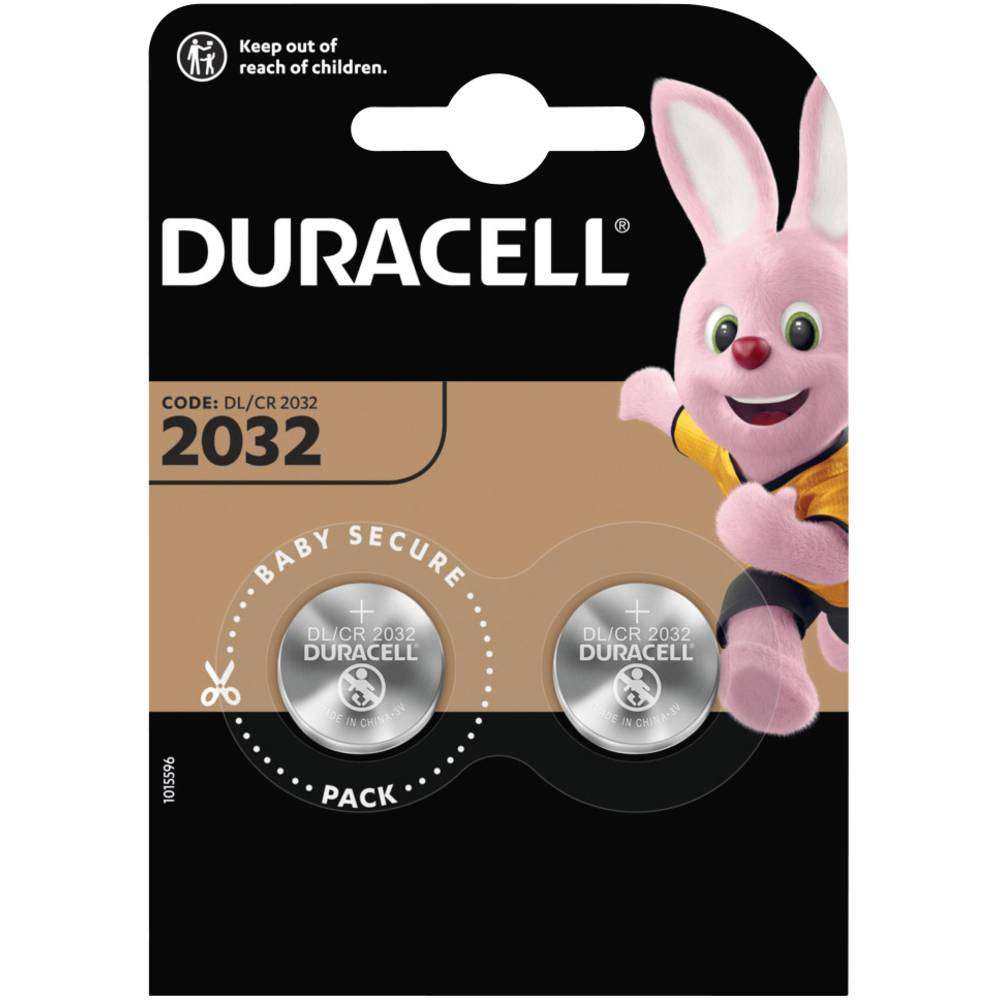 2 Duracell 3V lithium batteries, high-power button-type battery - CR2032