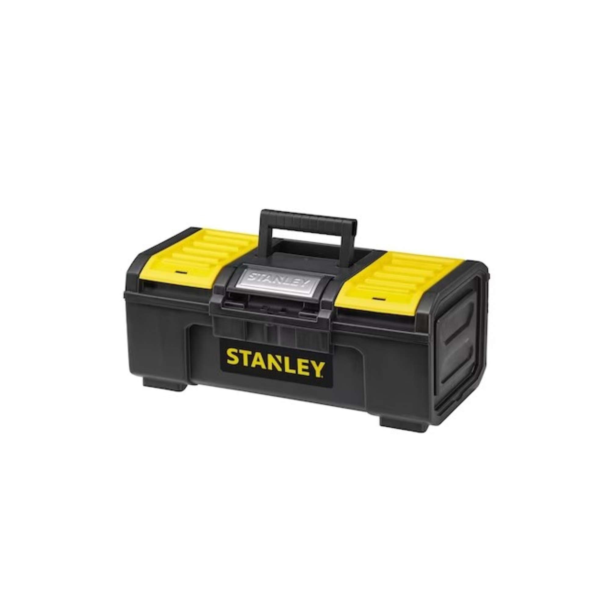 Toolbox with metal hinge, 2 organisers and Stanley tray